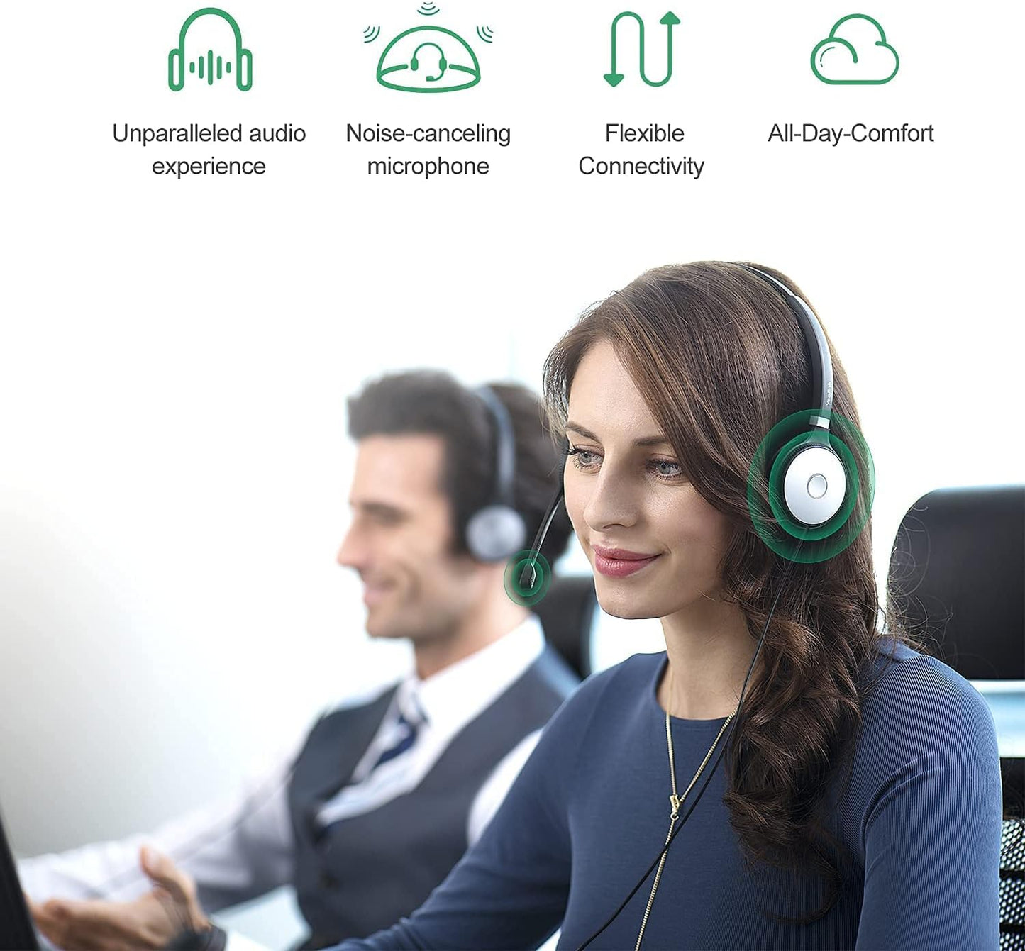 Yealink UH36 Professional USB Headset Wired Headphones for Work Calls and Music, Headset with Noise Cancelling Mic for Computer PC Laptop(UC Compatible, Mono,3.5mm Jack/USB Connection)