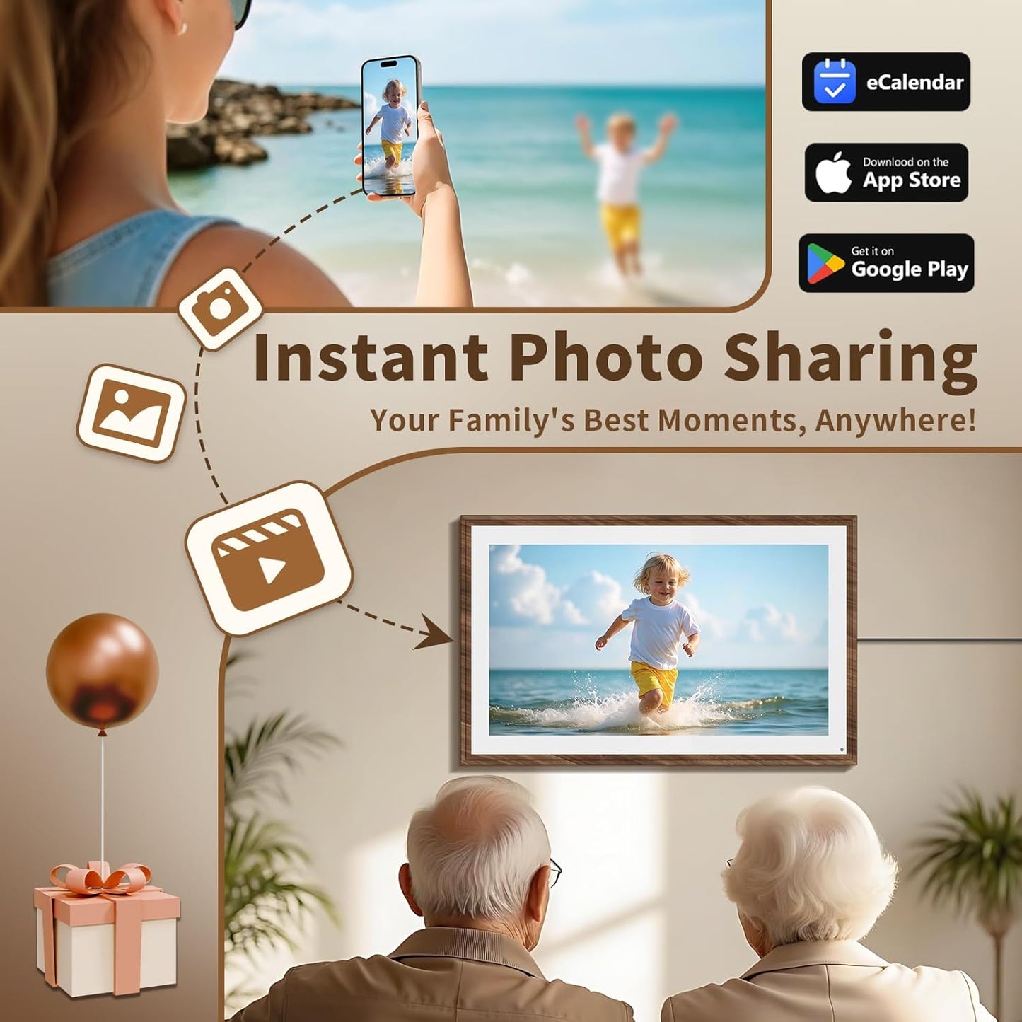 15.6 Inch Digital Calendar Chore Chart with Touchscreen - Full HD Interactive Display, Wall & Desk Mountable Family Planner, To-Do List & Meal Planner, Ideal for Home Organization & 2025 Scheduling