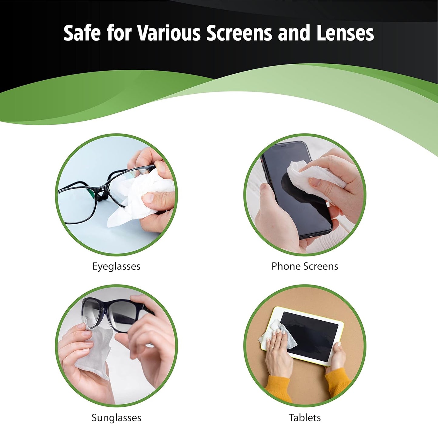 HandyClean Pre-Moistened Lens Cleaning Wipes, Eyeglass Wipes, Screen Wipes, 100 ct of 6 x 5 inches Individually Packed Lens Cleaner Wipes