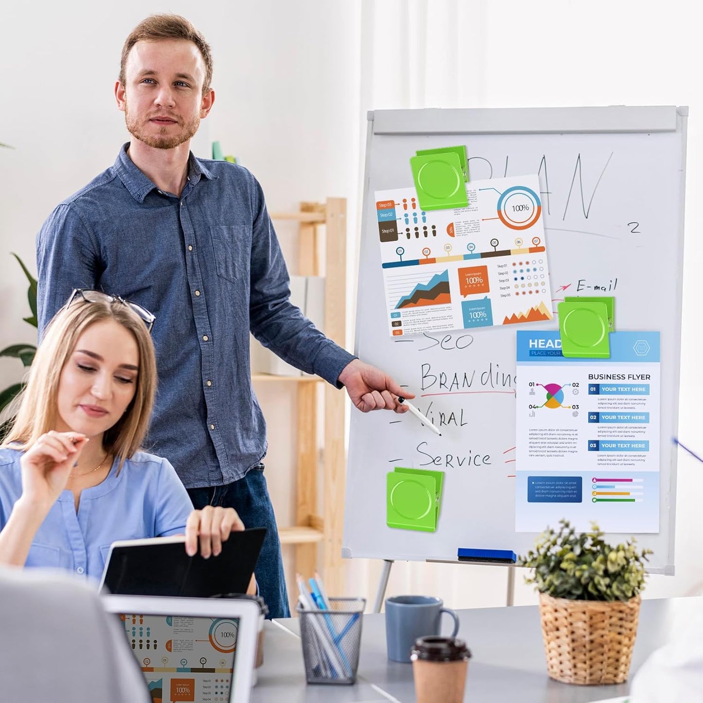 FINDMAG Extra Strong Magnetic Clips, Heavy Duty, Super Large, 4 Pack, Green