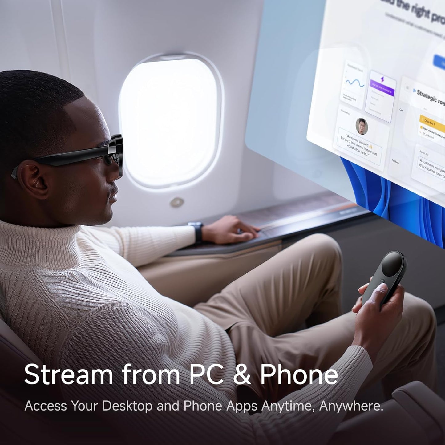 INAIR Pod|AR Glasses Dual-Function Host Unit & Mouse | 6-Screen Expansion | PC Streaming | 3DoF Spatial Hovering Technology (Anti-Dizziness) for Entertainment & Office Work