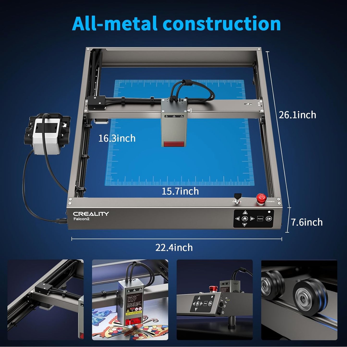 Creality Laser Engraver, Falcon2 40W Output Laser Cutter with Air Assist, 25000mm/min Speed & High Accuracy Laser Engraving Machine for Wood and Metal, Acrylic, Leather