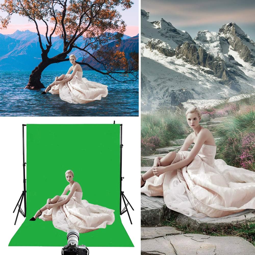 HEMMOTOP Green Screen Backdrop, 6x9 ft Greenscreen Background for Streaming, Seamless Polyester Green Photo Backdrop Fabric Sheet for Photography, Video Recording (Backdrop only)