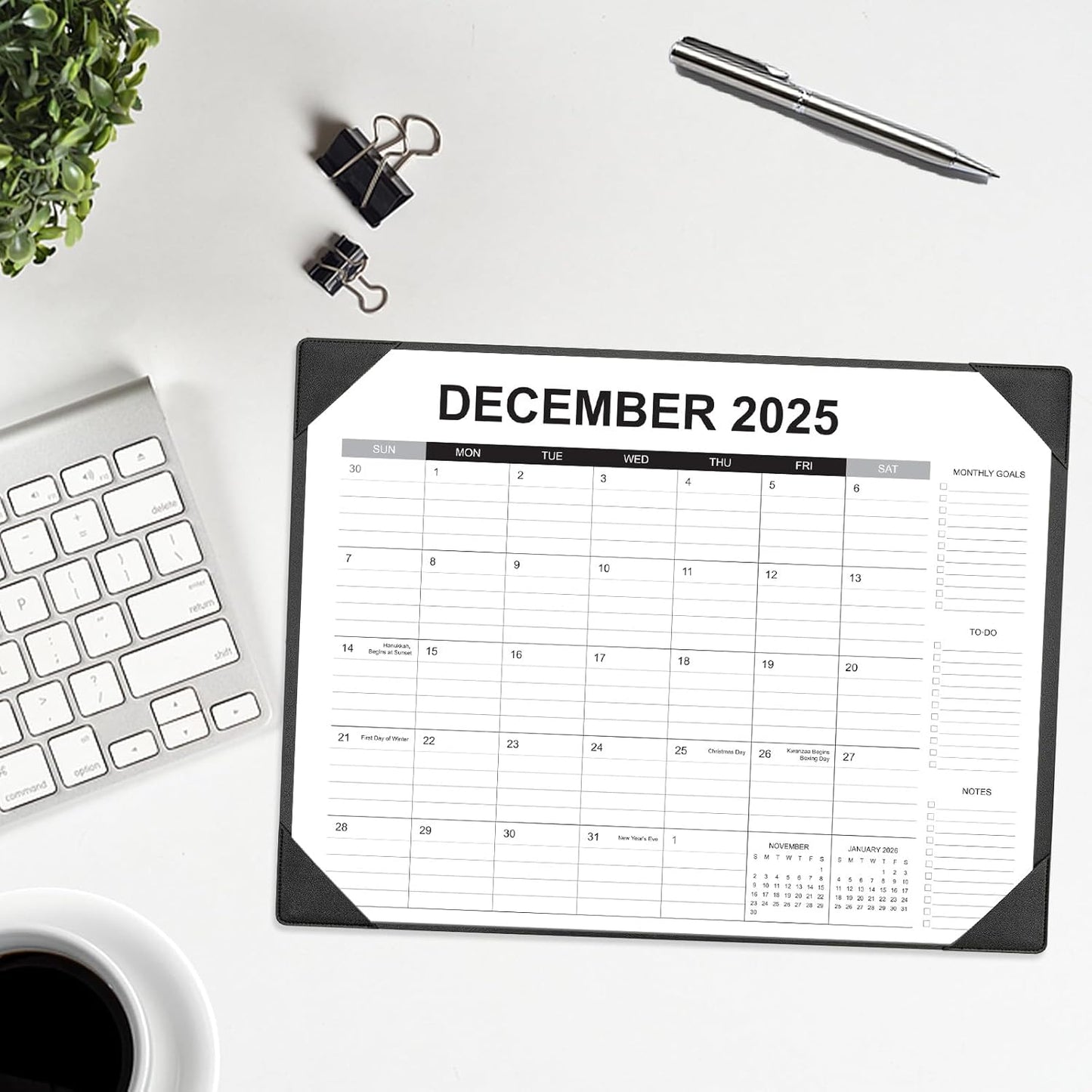Desk Calendar 2025-2026 with Desk Mat – 22" x 17" Large Desk Pad Calendar Runs From Sep 2025 to Dec 2026, Office Supplies Desktop Monthly Calendar for Home & Office