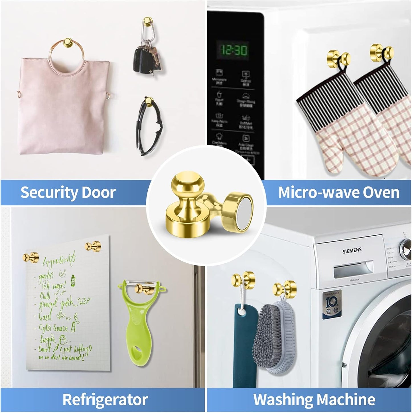 20Pack Gold Fridge Magnets for Whiteboard Small Refrigerator Magnets Office Magnets for Refrigerator Whiteboard Billboard in Kitchen Classroom School