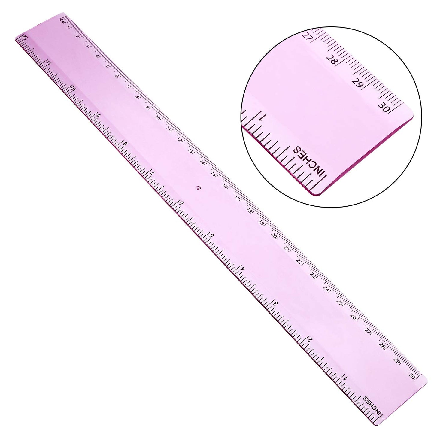 EBOOT 2 Pack Plastic Ruler Straight Ruler Plastic Measuring Tool for Student School Office (Pink, 12 Inch)