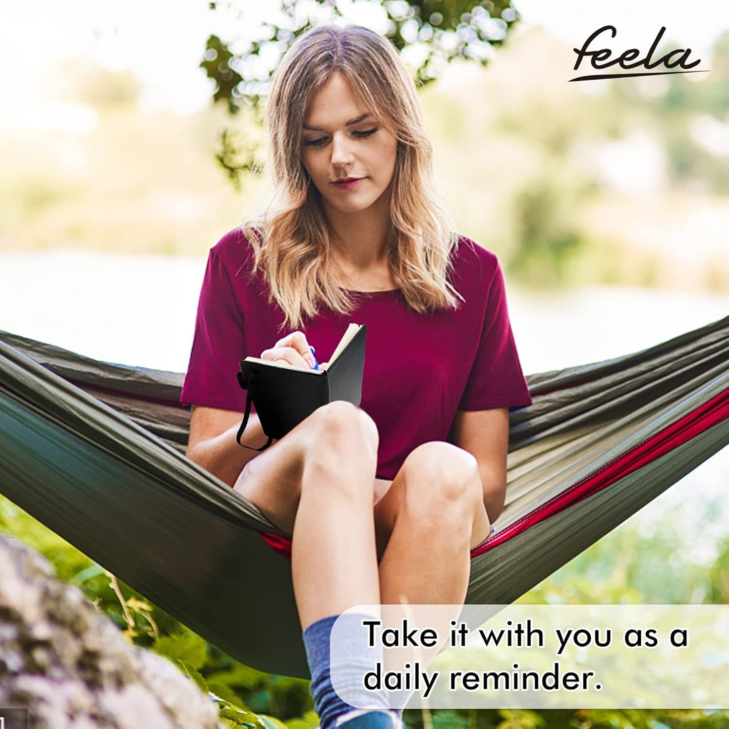 feela 6 Pack Pocket Mini Notebooks Bulk, Small Cute Memo Notepads Hardcover College Ruled Lined Journals with Pen Holder for School Business Work, with 6 Black Pens, 3.5”x 5.5”, A6, Black