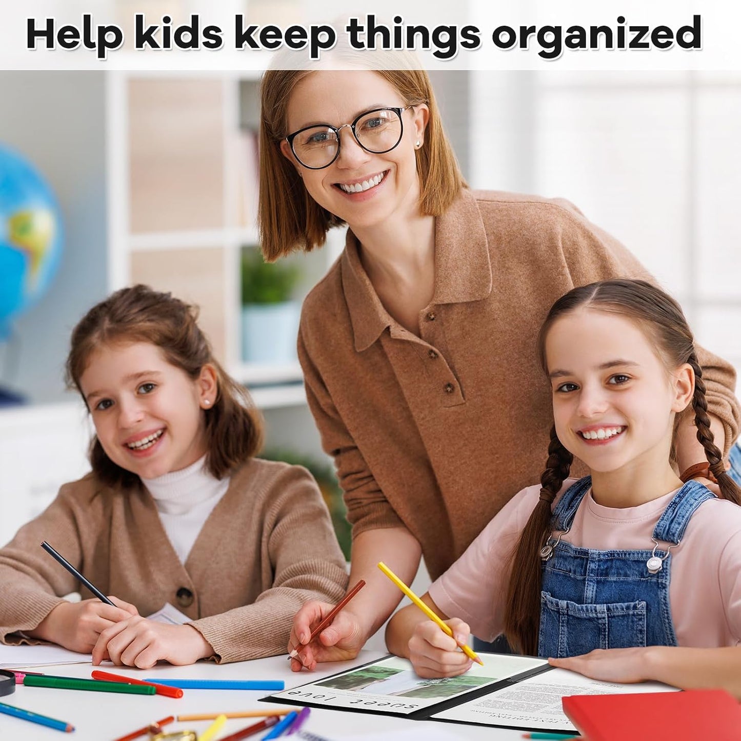 Henoyso 24 Pcs Folders Take Home Heavy Duty 2 Pocket Homework Folders with Clear Front Pockets for Elementary Students Parent Teacher Communication (Black)