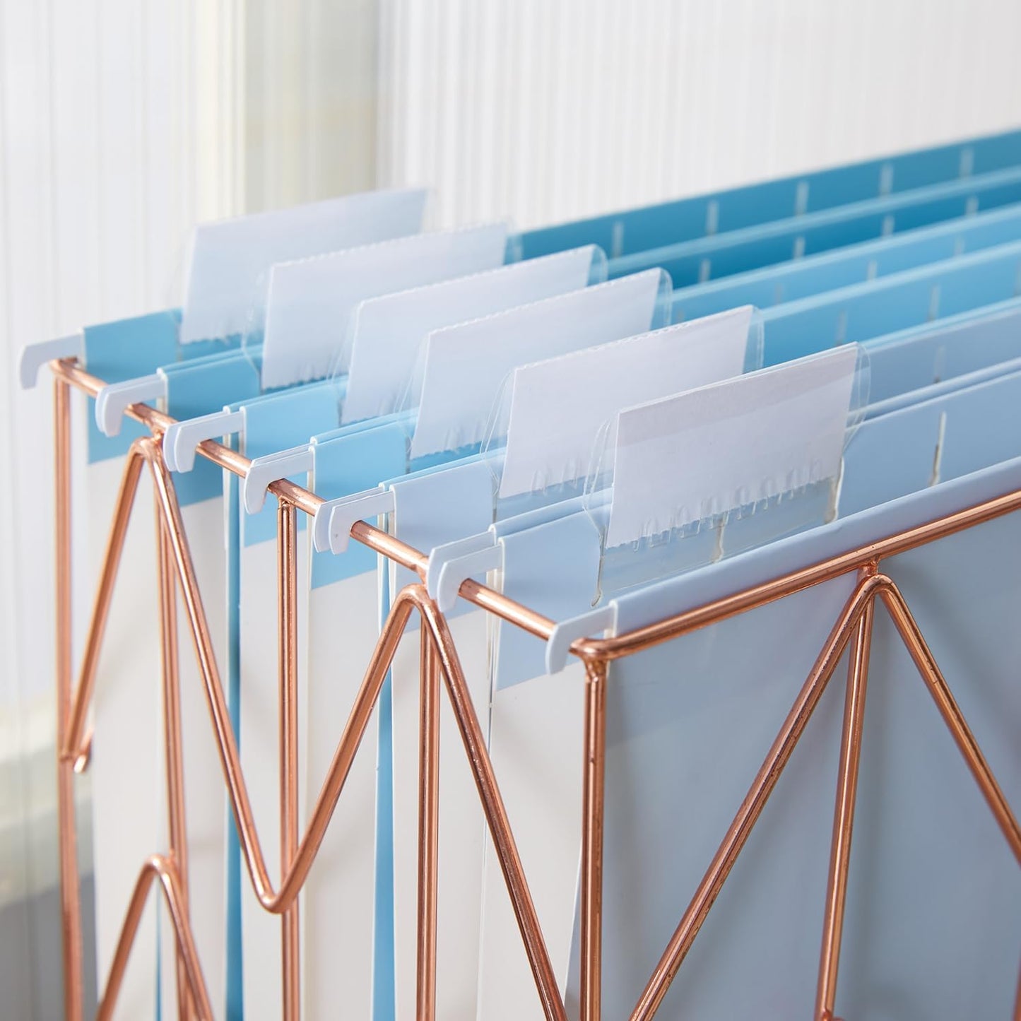 Y YOMA 6 Pack Gradient Hanging File Folders Letter Size Decorative Hanging Folder Pretty File Folder Organizer for Filing Cabinet Office Home with 1/5-Cut Adjustable Tabs, Lake Blue