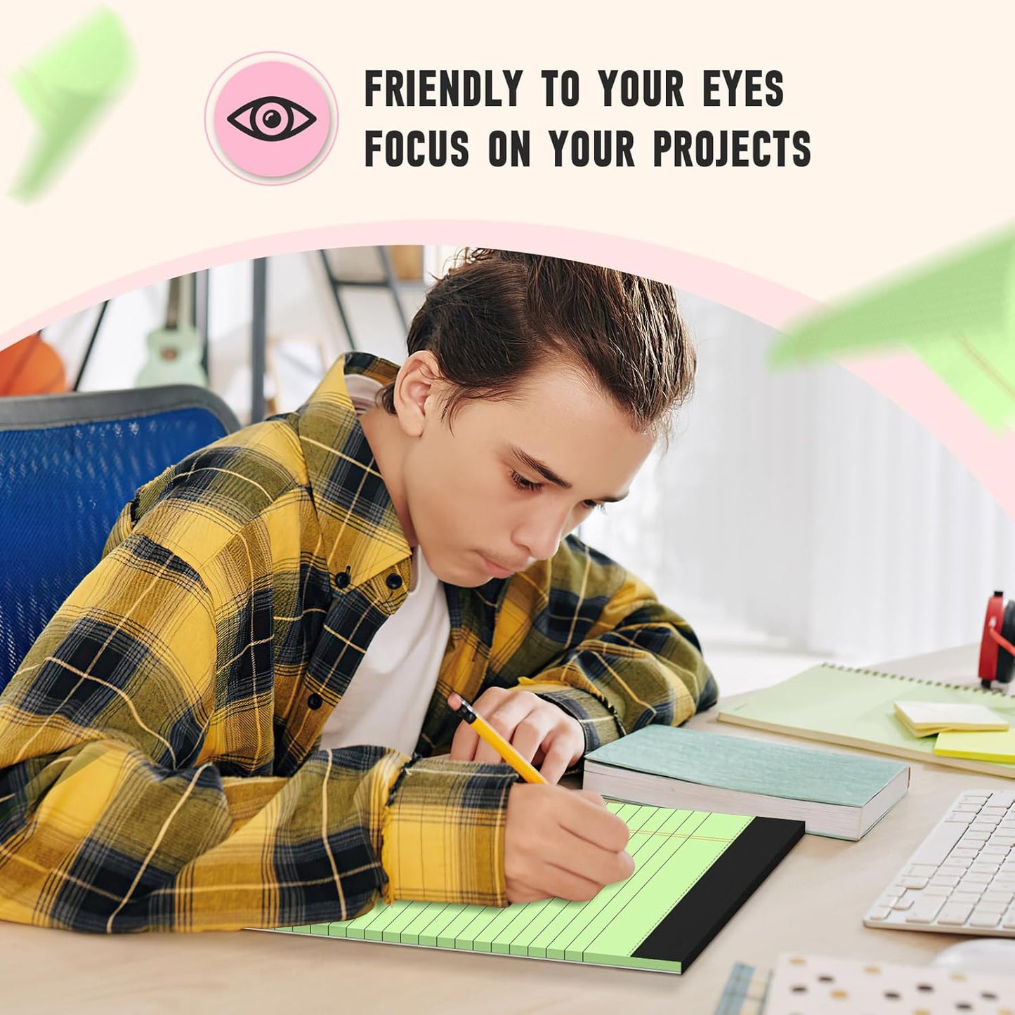 8.5 x 11 Legal Pads, Colored Legal Pads, Wide Ruled, 10 Pack Note Pads 8.5 x 11, Multicolor Perforated Note Pads with Sturdy White Back, Writing Pad,30 Sheets Per Notepad for School, Home, Office