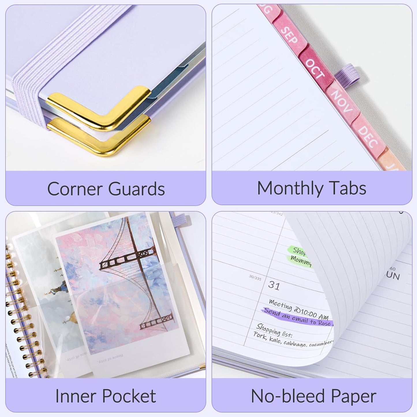 Jul 2025 - Dec 2026 Planner, Forvencer Academic Planner 2025-2026, 18 Month Daily Planner, 8.5" x 11", Weekly & Monthly Agenda Book, Hardcover Calendar Book, School Supplies for Student Teacher, Purple