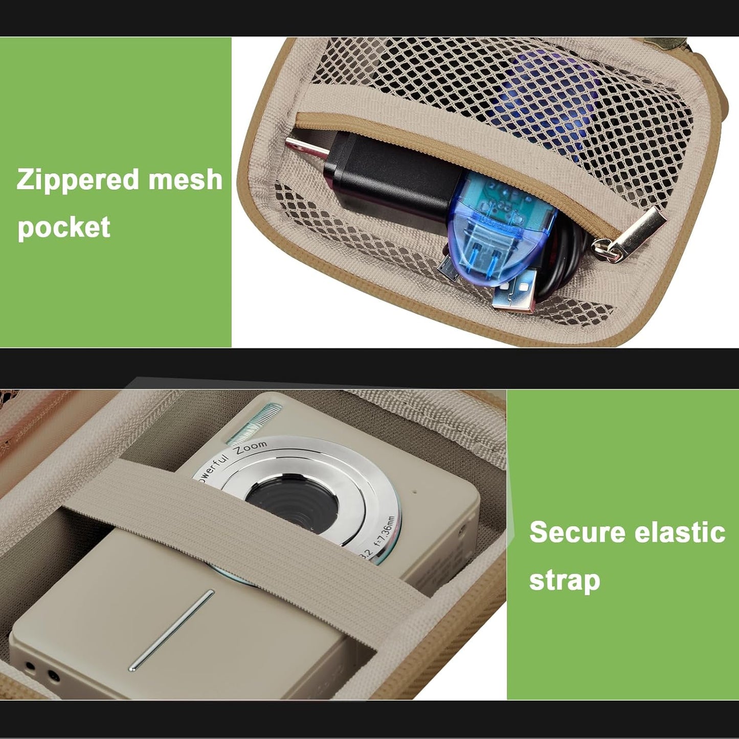 Digital Camera Case Compatible with VAHOIALD FHD 1080P/ for CAMKORY Digital Point and Shoot/for KODAK PIXPRO FZ45-BK 16MP Vlogging/for IWEUKJLO/for Nsoela, Holder for SD Card More- Brown (Box Only)