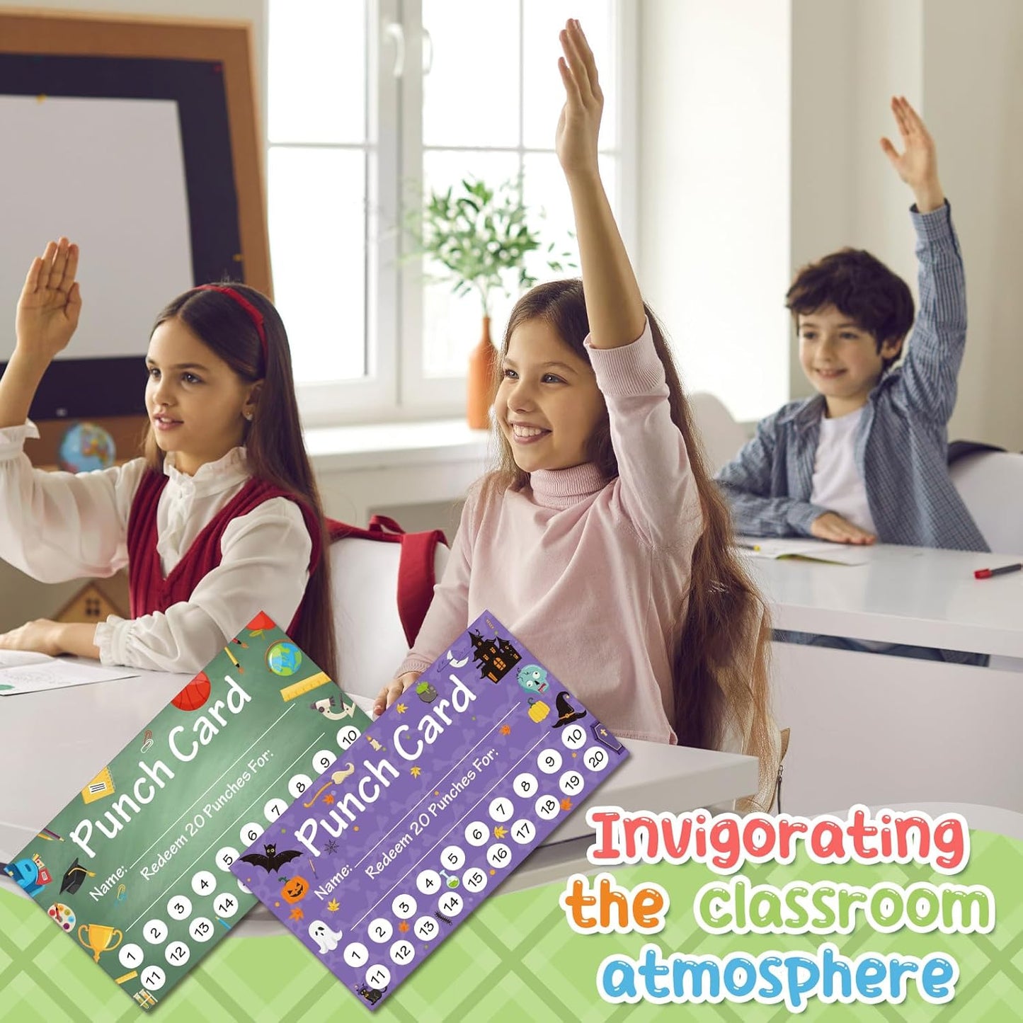 Fumete 400 Pcs Punch Cards for Classroom Reward Cards Behavior Incentive Loyalty Awards for Kids Students Teachers School Business, 8 Styles, 3.5 x 2 in(20 Holiday Punches Style)