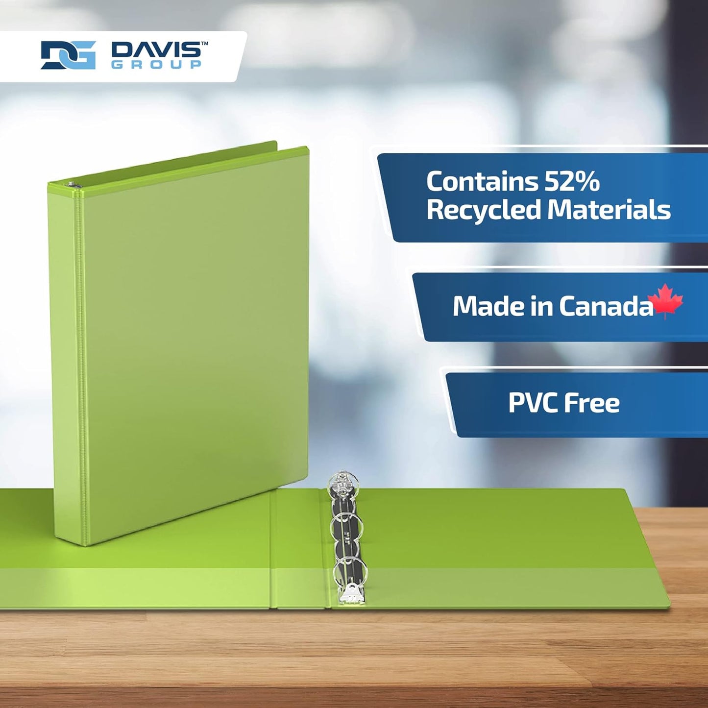 Easyview Premium 3-Ring Binders with Clear-View Covers and Round Rings, Binders for School or Office, 1 Inch, Pack of 6, Lime Green