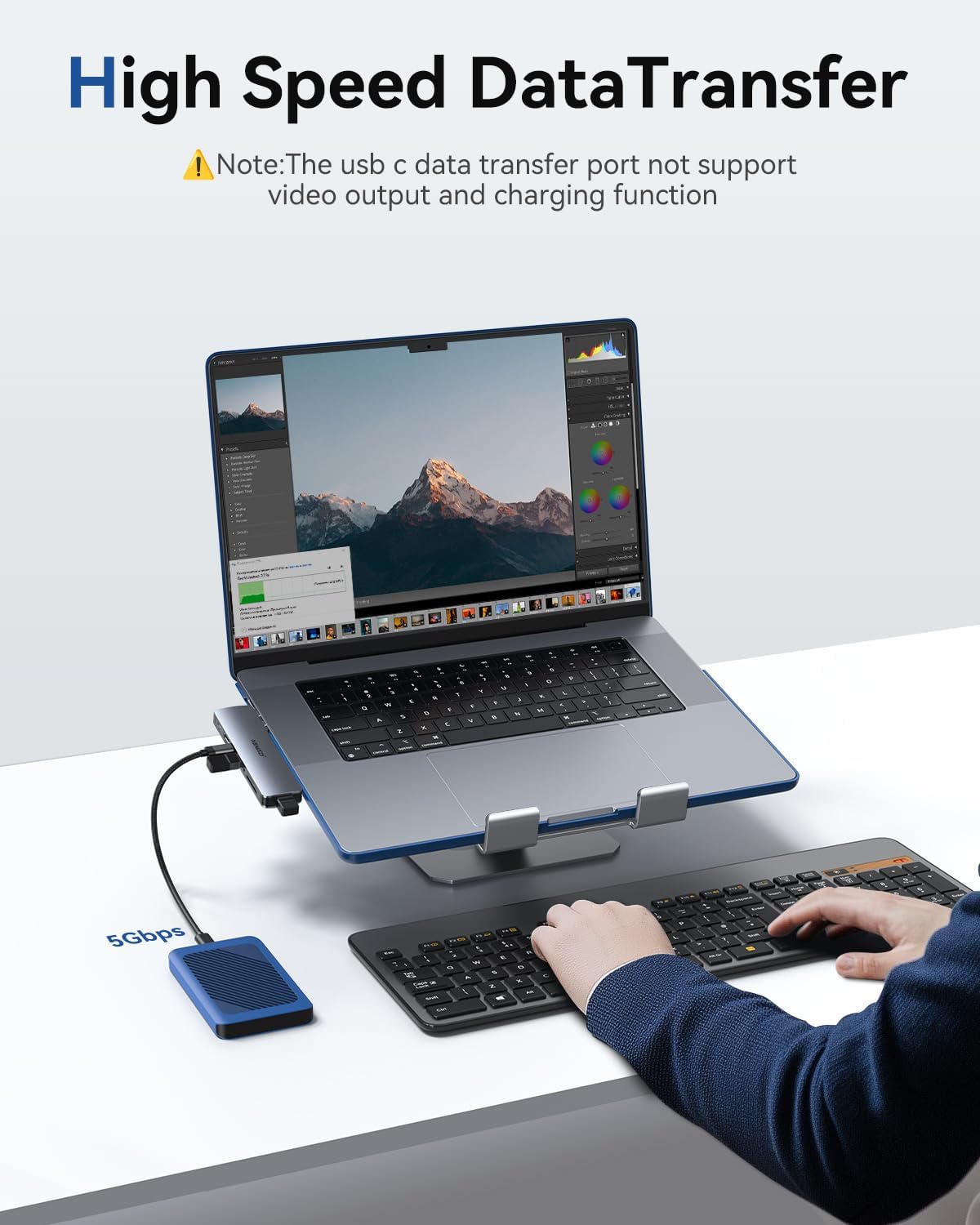 USB C Adapter HDMI USB Multiport Hub,8 in 2 Accessories with 4K@60hz HDMI,Thunderbolt 3,USB C and 3 USB A 3.0 Data Ports SD TF Card Reader, Audio (Grey)