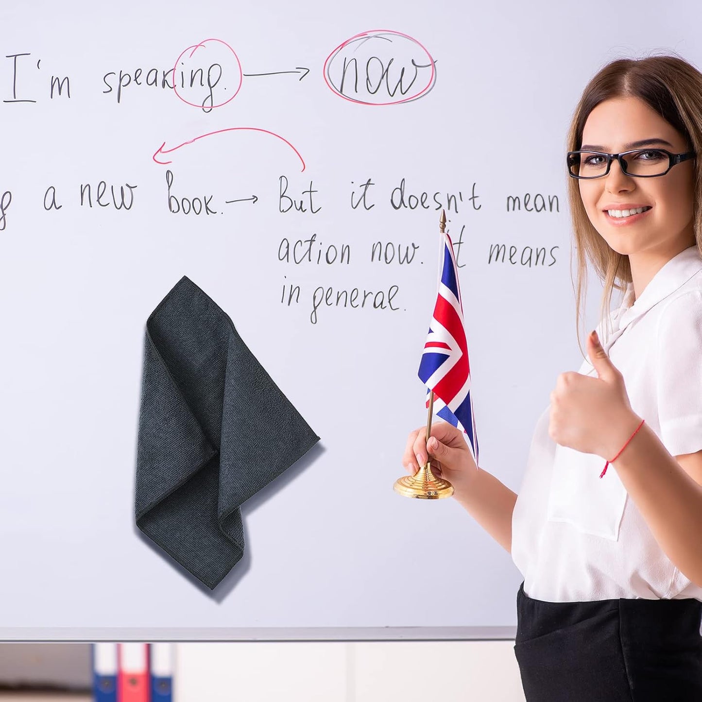 Gerrii 8 Pcs Magnetic Cleaning Cloth Dry Erasers for White Boards Compatible with Most Whiteboards Dry Erase Reusable Microfiber Cloth Eraser 12 x 12 Inch(Dark Gray)