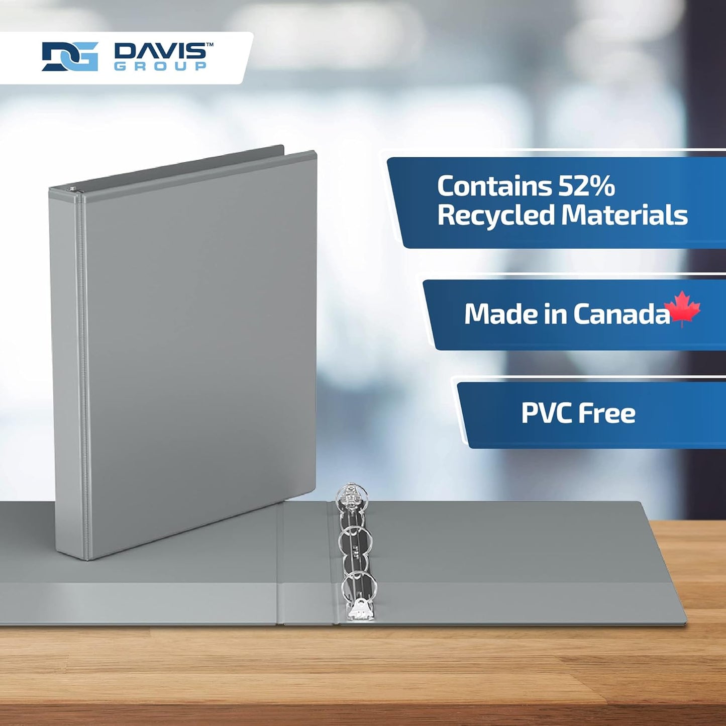 Easyview Premium 3-Ring Binders with Clear-View Covers and Round Rings, Binders for School or Office, 1 Inch, Pack of 6, Gray