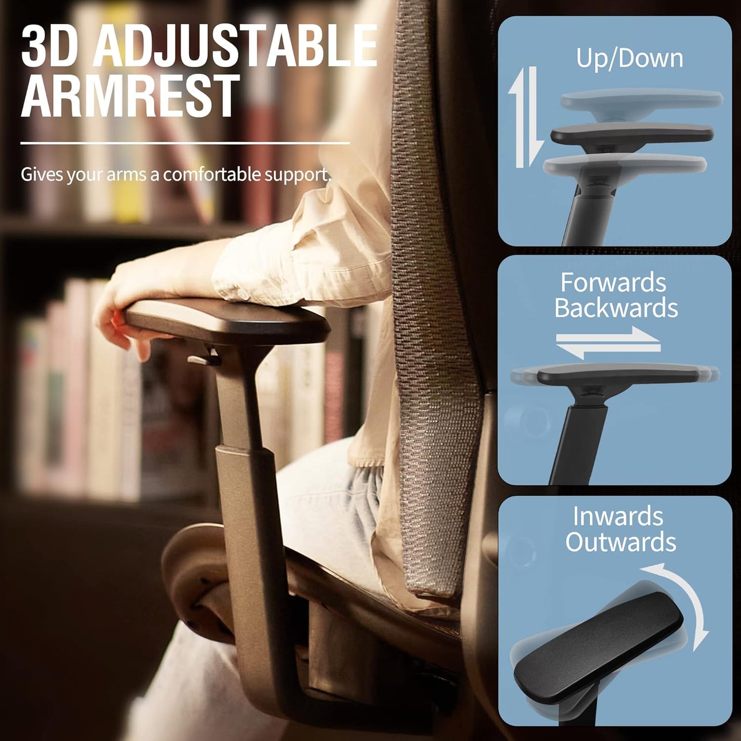 ELABEST Mesh Office Chair,Ergonomic Computer Desk Chair,Sturdy Task Chair- Adjustable Lumbar Support & Armrests,Tilt Function,Comfort Wide Seat,Swivel Home Office Chair (Grey)