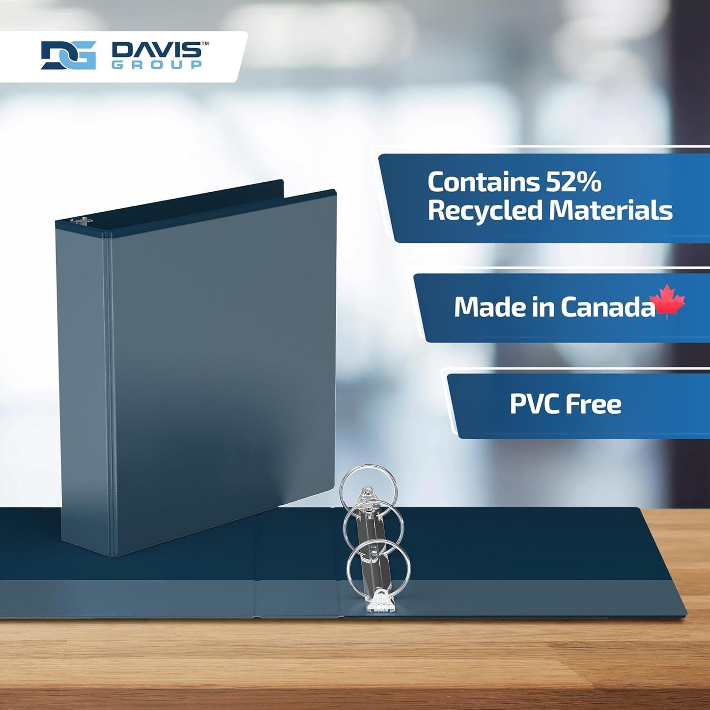 Easyview Premium 3-Ring Binders with Clear-View Covers and Round Rings, Binders for School or Office, 2 Inch, Pack of 6, Navy Blue