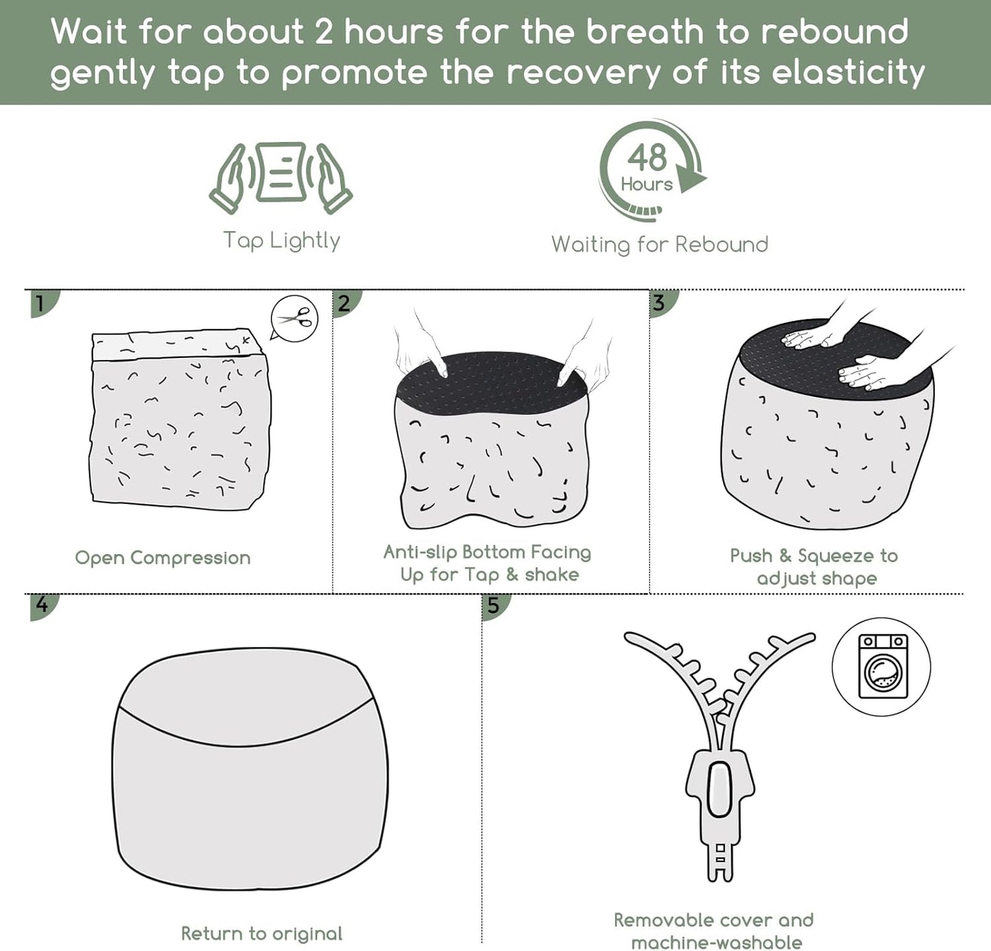 HIGOGOGO Round Stuffed Pouf Ottoman, Long Faux Fur Poufs with Foam Chunk Filling, Fluffy and Furry Pouf Foot Stool Storage Ottoman, 20 X 15 Floor Poufs Foot Rest for Living Room, Rainbow