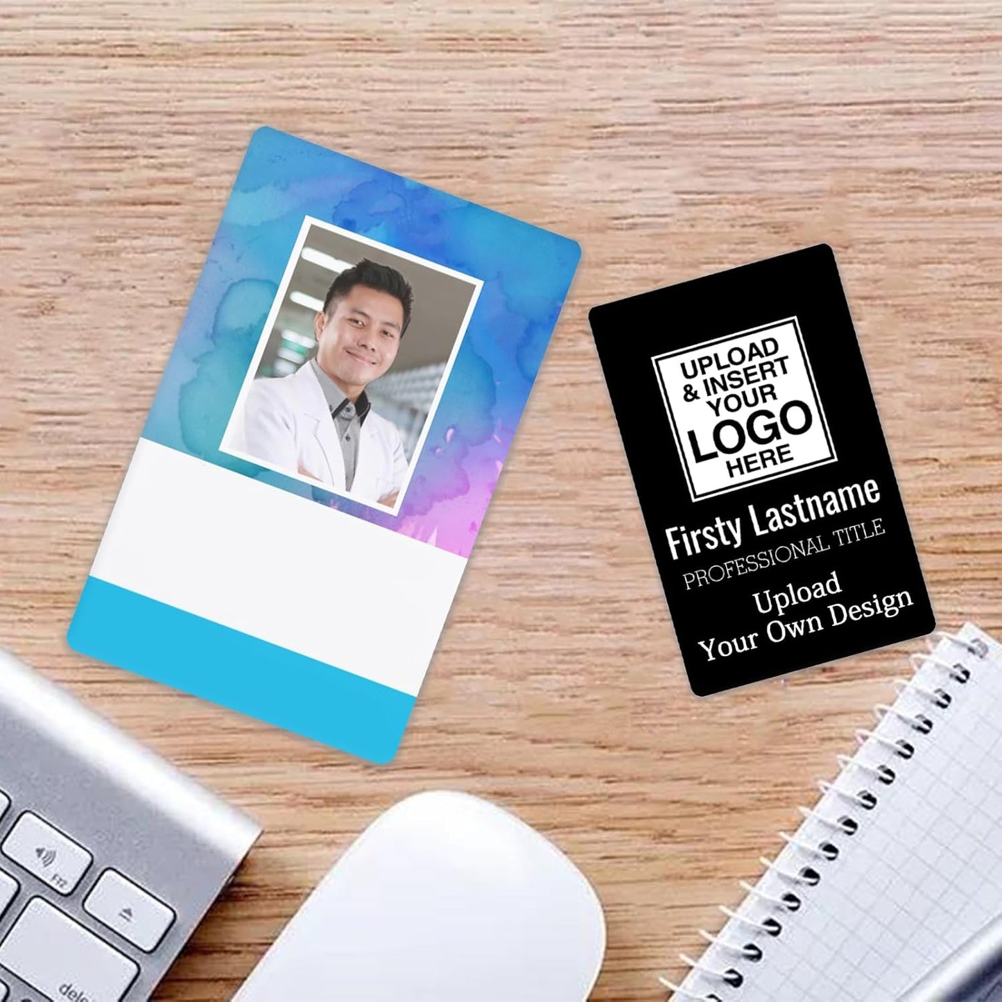 Custom Id Badge, Personalized Employee Photo Identification Card, Customized Plastic ID Card for Office Worker Doctor Nurse Student - No Punch Hole