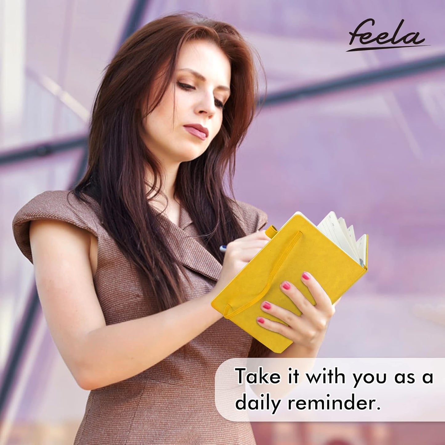 feela Journal Notebook Bulk for School, Hardcover Business Classic Ruled Lined Journals with Pen Holder for Work Office Journaling, with 5 Black Pens, 120 GSM, 5.1”x8.3”, 5 Pack, A5, Solid Colors