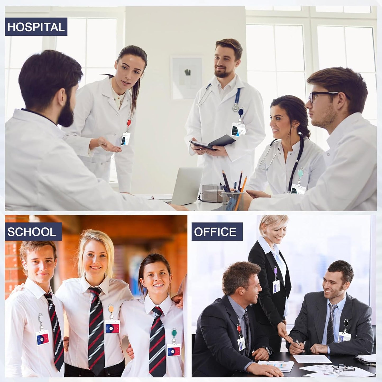 Honoson 50 Pcs Heavy Duty Retractable Badge Reels Batch ID Badge Holder Retractable Clip Bulk Key Holder with Ring for Office Worker Employee, Doctor Nurse Gifts (Multicolor)