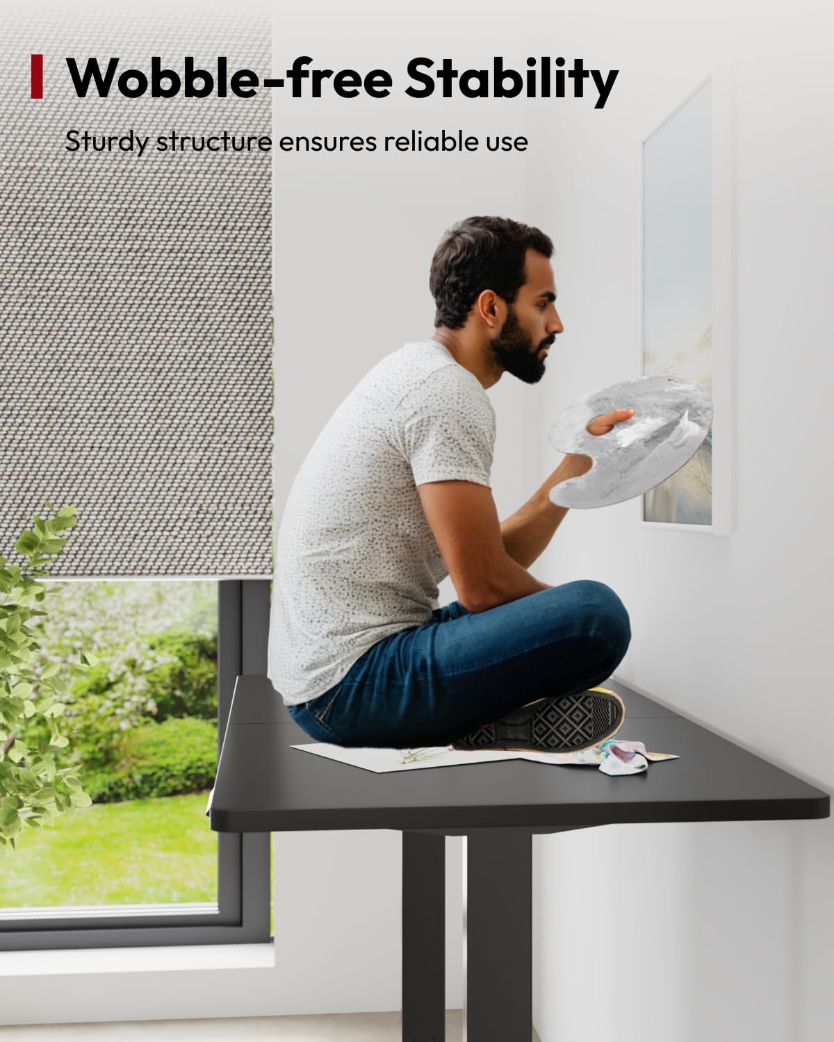 SANODESK Standing Desk Height Adjustable Electric Stand up Desk 55x24 Inches Sit Stand Home Office with Splice Board, Black Frame/Black Top