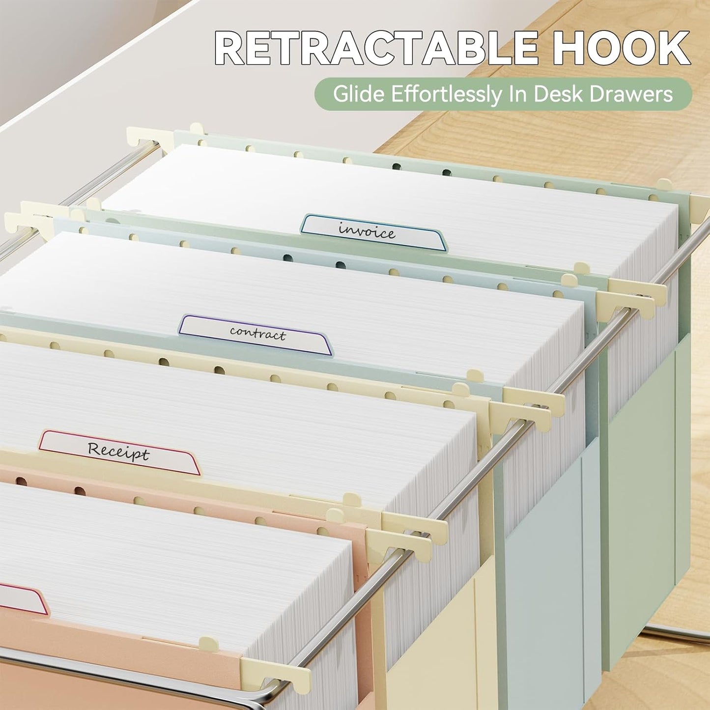 Plastic Hanging File Folders,Letter Size,6 Pack Heavy Duty 4" Expansion,Large Capacity Hanging Folders with Tabs,Filing Cabinet Organizer for Office Home School,for Bulky Files,Morandi Color