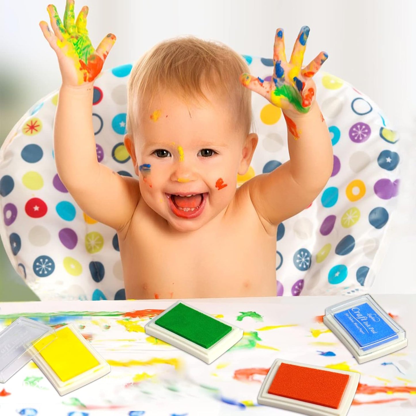 Craft Ink Pad for Rubber Stamps, Paper, Wooden, Fabric, Scrapbooking, Non-Toxic Finger Ink Pads for Kids (Yellow)