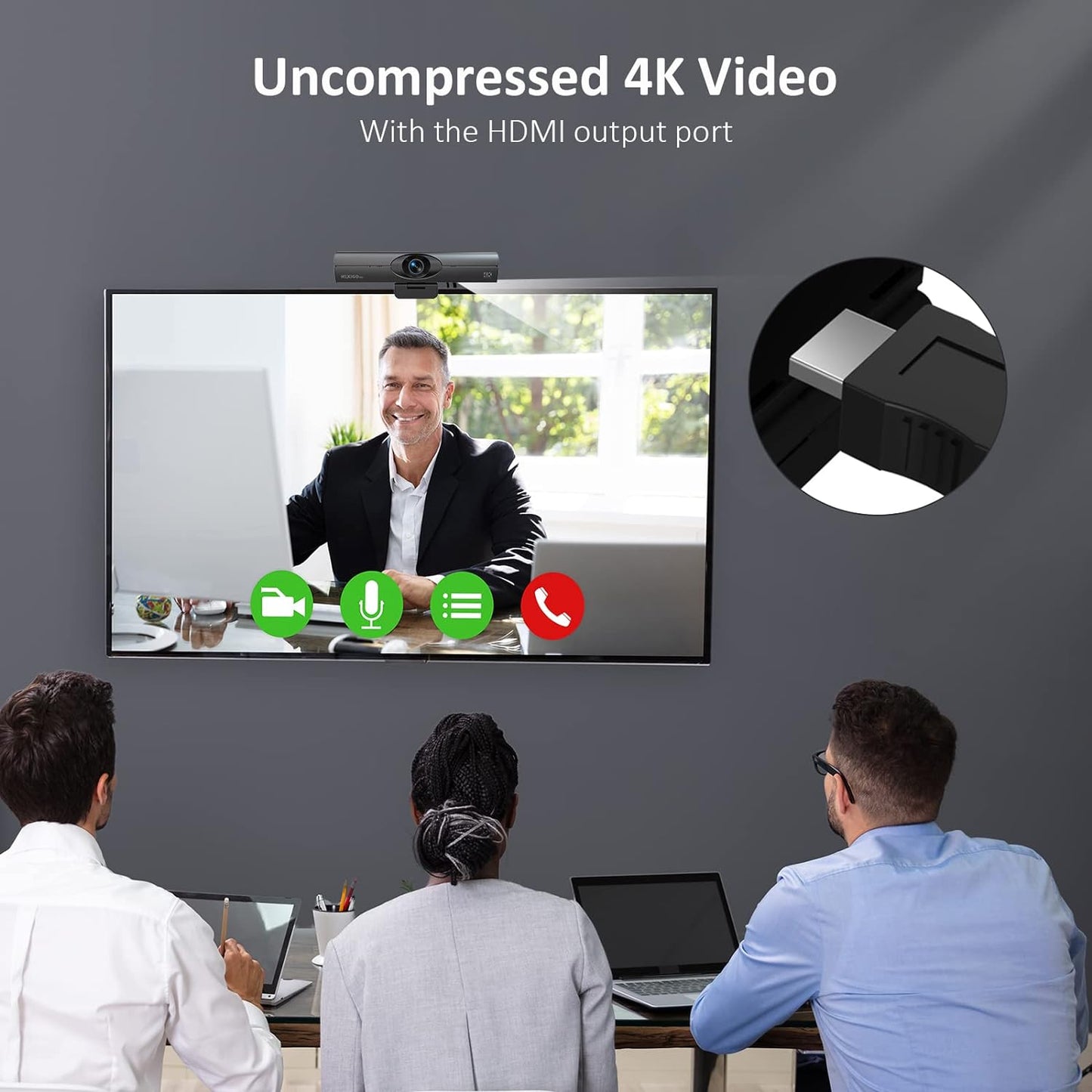 NexiGo Iris, 4K AI Webcam with 1/1.8" Sensor, Onboard Flash Memory, HDR, PiP, DSLR-Style Control, Auto Framing/Tracking with Flexible FOV, Noise-Canceling Mics, for Zoom/Teams/OBS and More (Renewed)