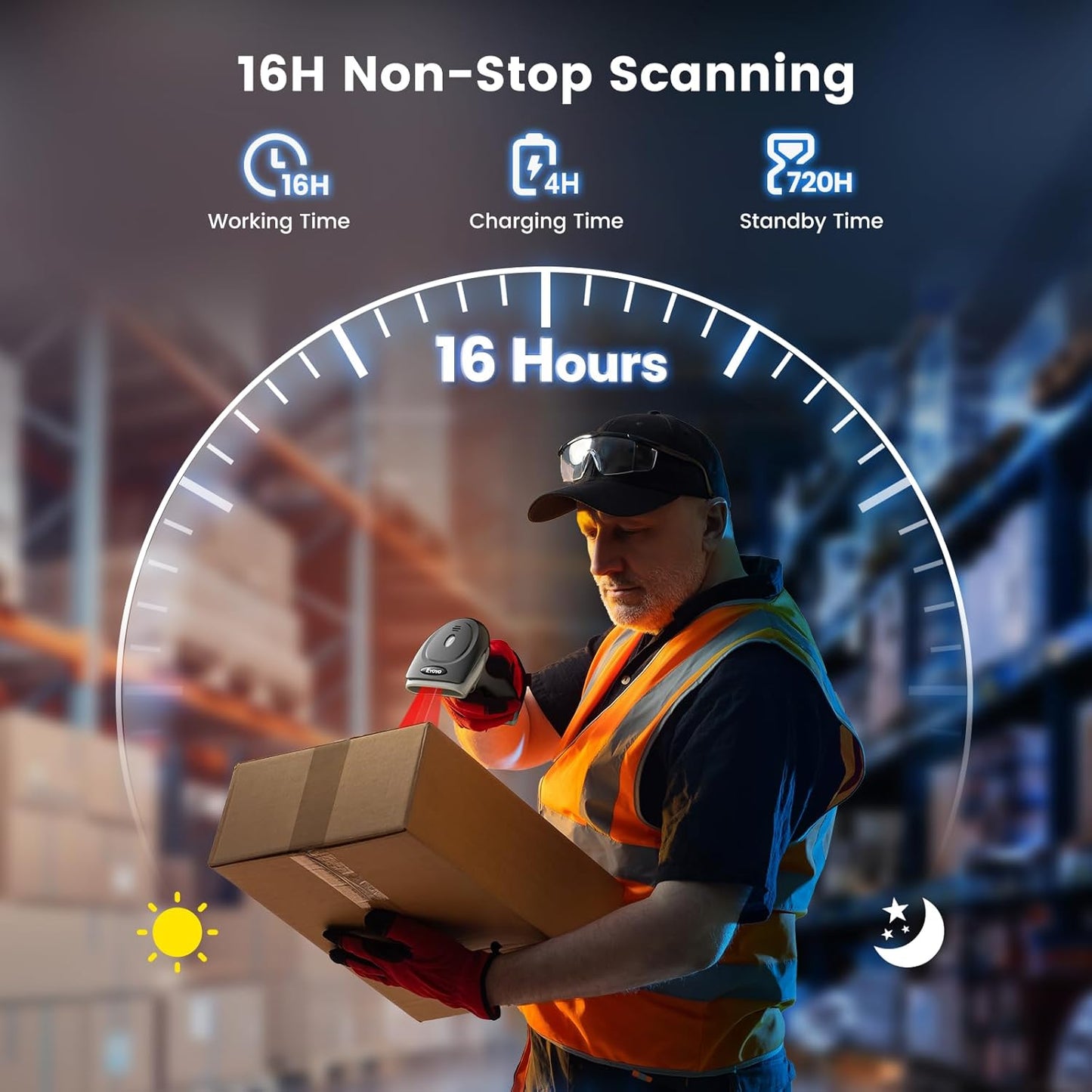 Eyoyo 2D Wireless Barcode Scanner: Handheld Cordless & USB Wired 1D UPC QR Code Scanner for Library, Retail Store, Book, Warehouse - Fast Screen & Printed Bar Code Reader for Computer Laptop POS PC