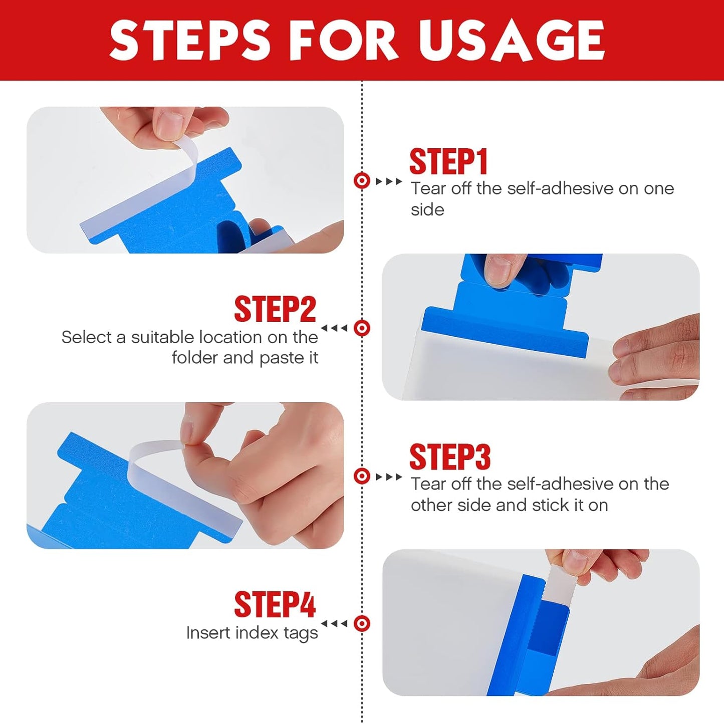 Gueevin 2 Inch Insertable Self Adhesive Tabs with Printable Inserts Clear Index Tabs Self Adhesive Colored Page Marker Repositionable Tag for Bible Divider Notebook File Folder Book Binder(100 Pieces)