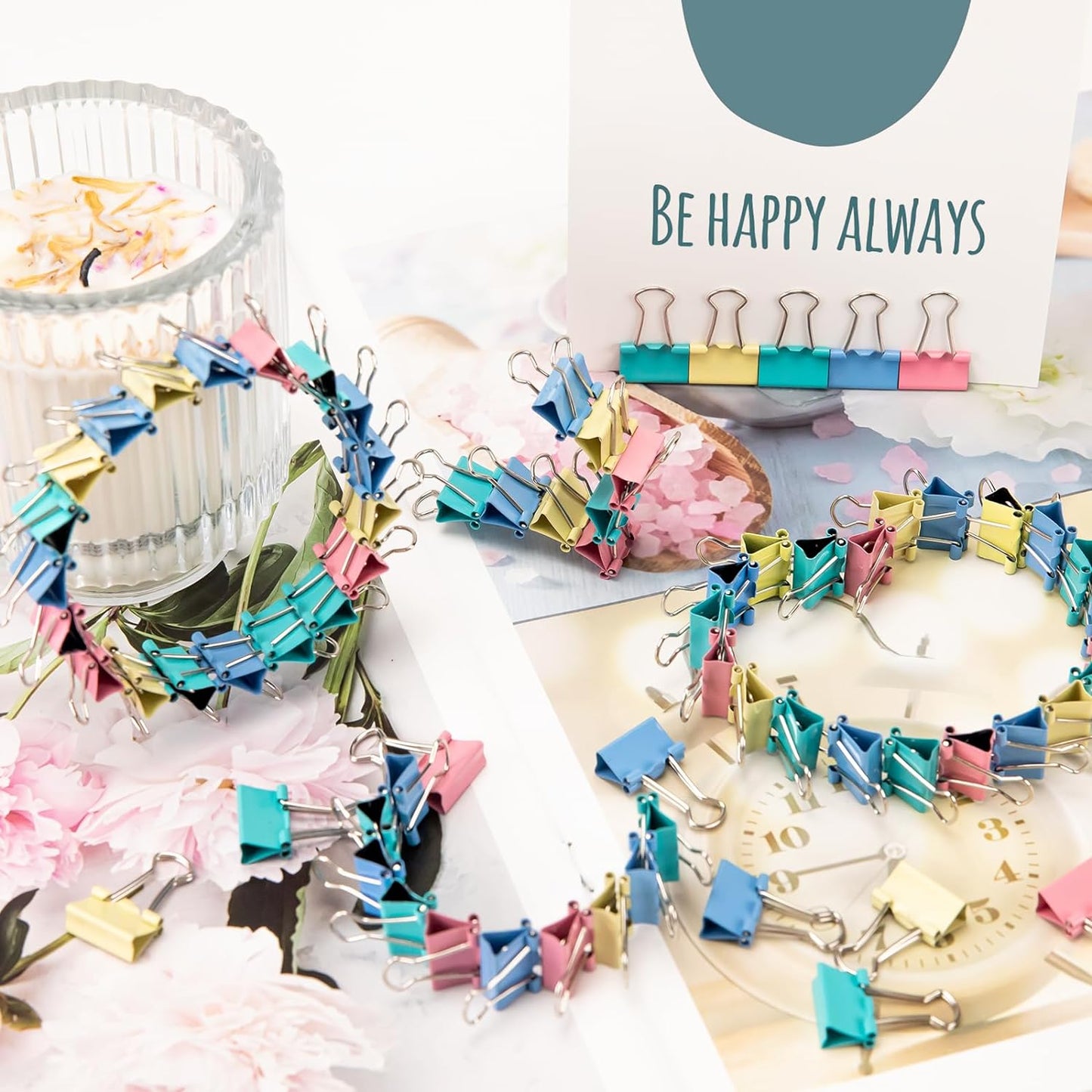 120 Pack Mini Binder Clips, Color Binder Clips, Small Paper Clips 15mm 5/8 Inch. Micro Size Office Clips for Home School Office and Business.