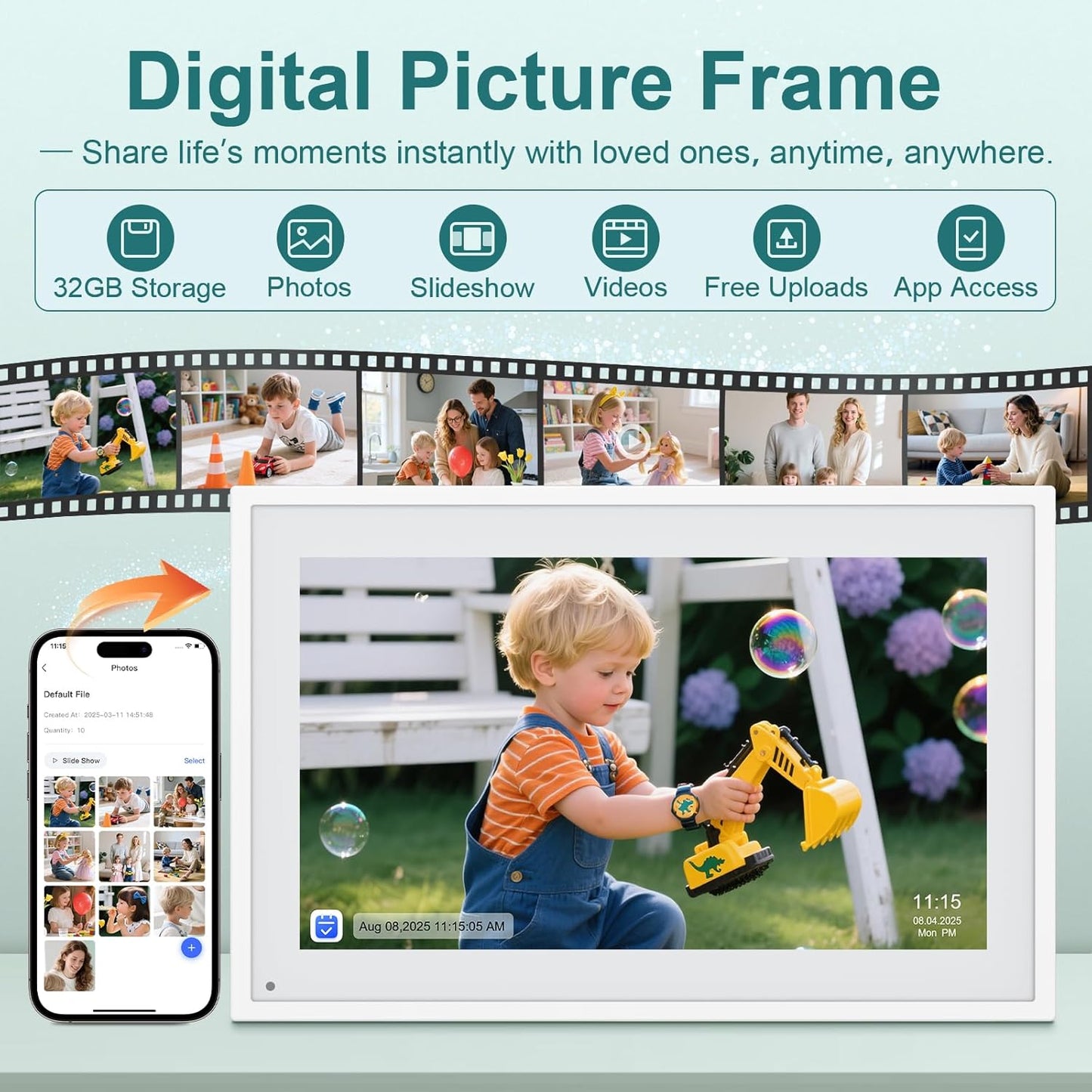 Digital Calendar, 10.1inch Smart WiFi Digital Calendar&Chore Chart, 1920 * 1080 IPS Touch Screen HD Display for Family Schedules, Share Moments Instantly from Anywhere