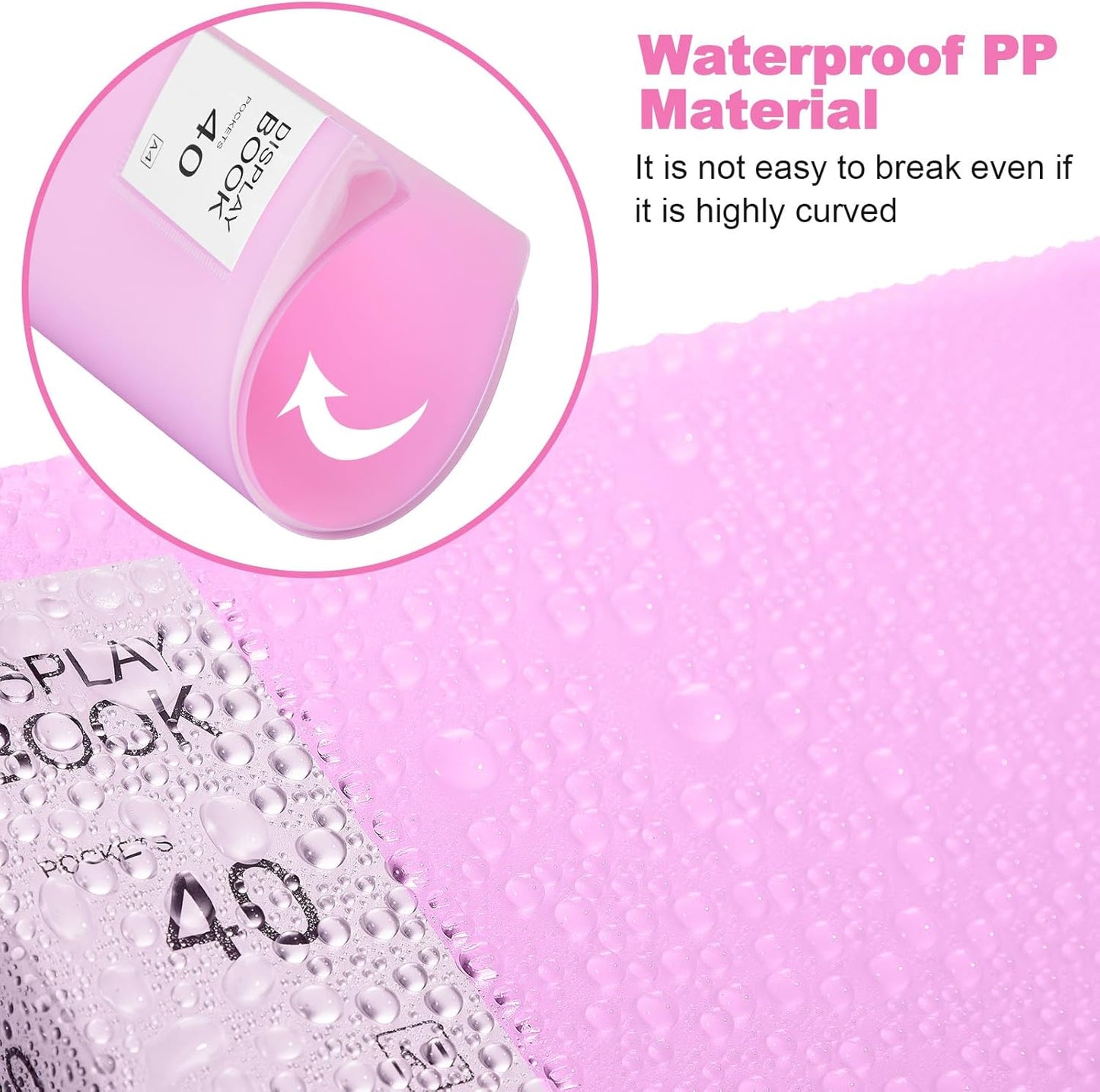 Marspark 6 Pcs Binder with Plastic Sleeves Large 8.5" x 11" Display Presentation Book 40 Pocket 80 Pages Art Portfolio Folder Clear Sheet Protector for Photo Document (Pink)