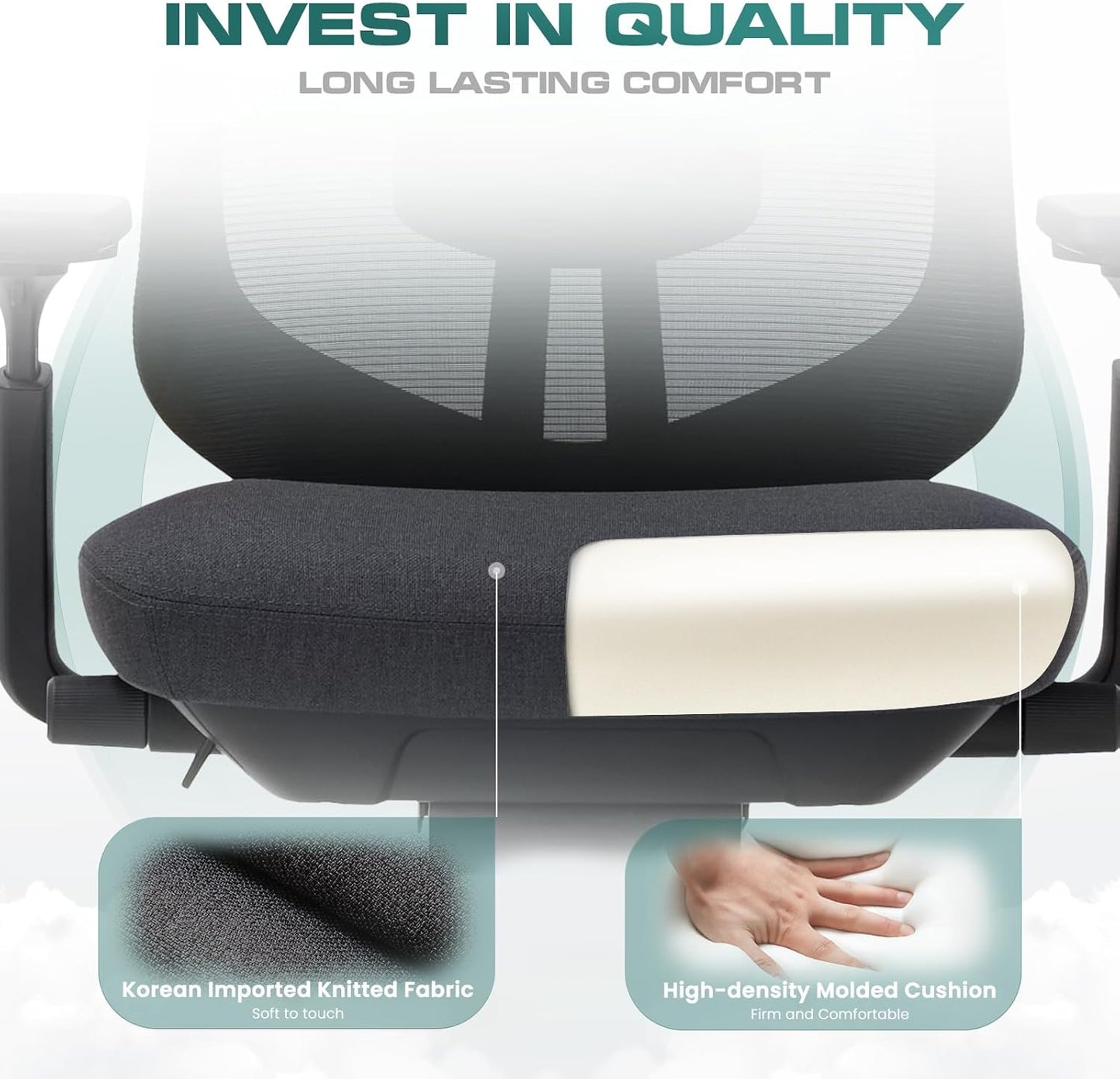 COLAMY Ergonomic Mesh Office Chair,High Back Computer Executive Desk Chair,Lumbar Support with Adjustable Headrest and 4D Arms, Slide Seat, Tilt Lock-Black