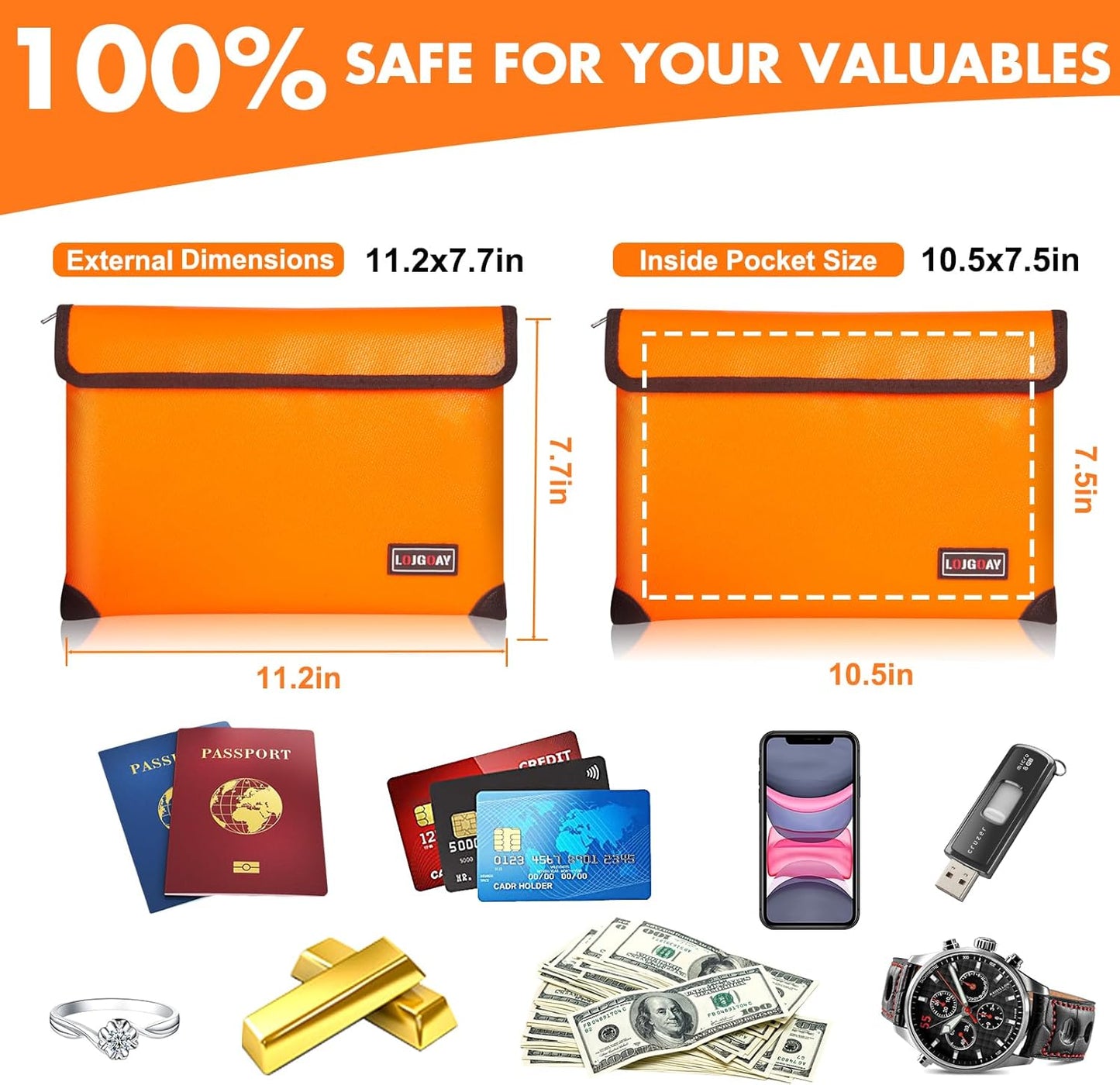 fire proof bag orange A5