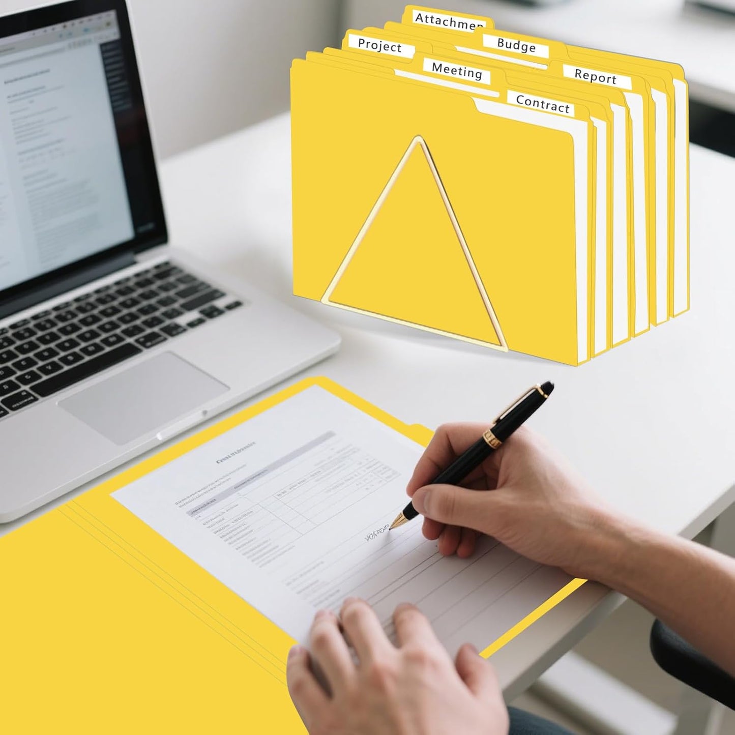 File Folder, HERKKA 120 Pack 1/3 Cut Tab File Folders, File Folders Great for Organizing and Filing, Letter Size, Yellow