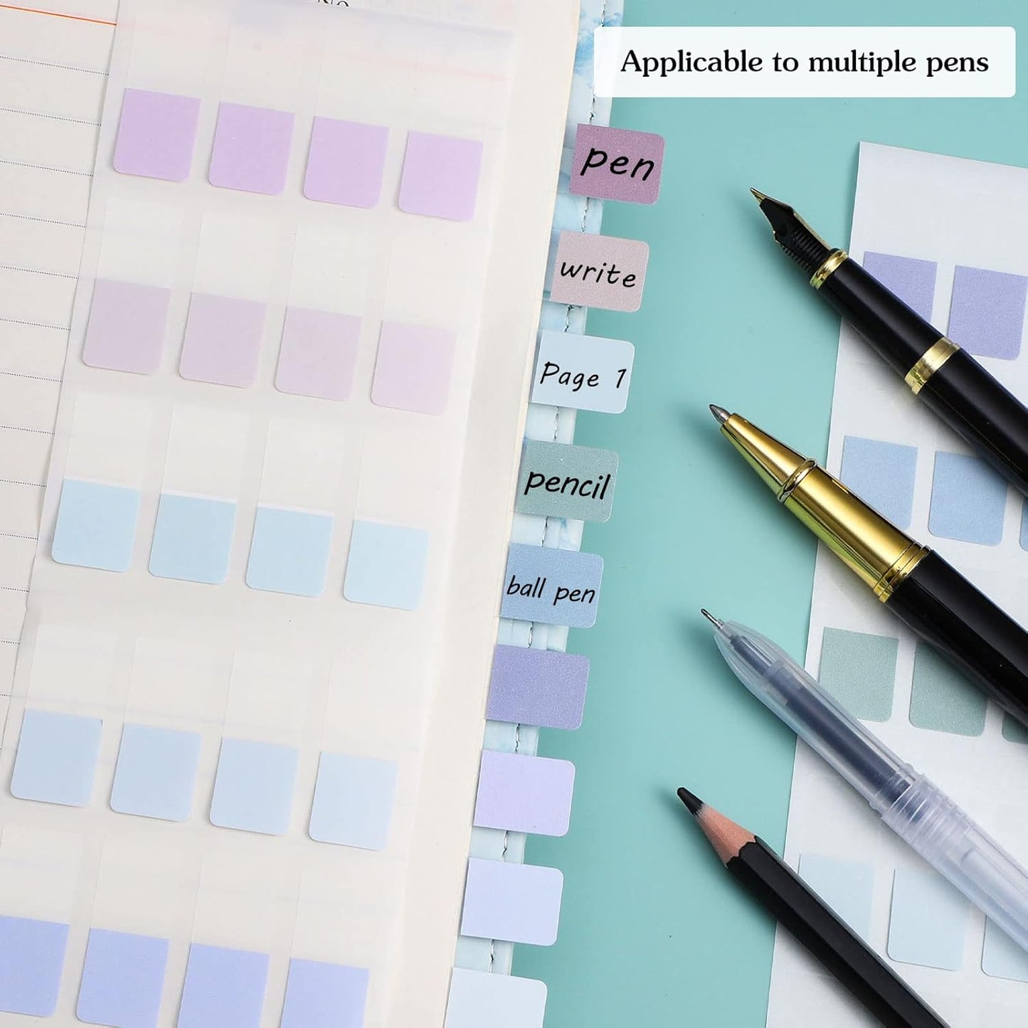 480 Pcs Sticky Index Tabs, Colored Book Sticky Tabs for Notebooks, Repositionable Page Tabs for Notebooks File Classification,12 Colors (0.5×1inch)