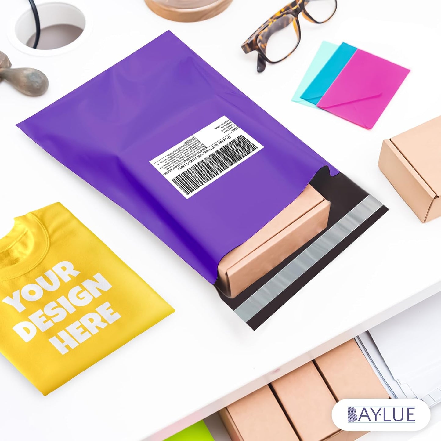 Purple Large Poly Mailers 14.5x19 Inch | Strong Adhesive Self-Seal Mailer Bag | Tear, Tamper, Water Resistant Shipping Envelopes | Thick Strong polymailer Bags | Clothing Shipping Bags | 500 Pcs Bulk