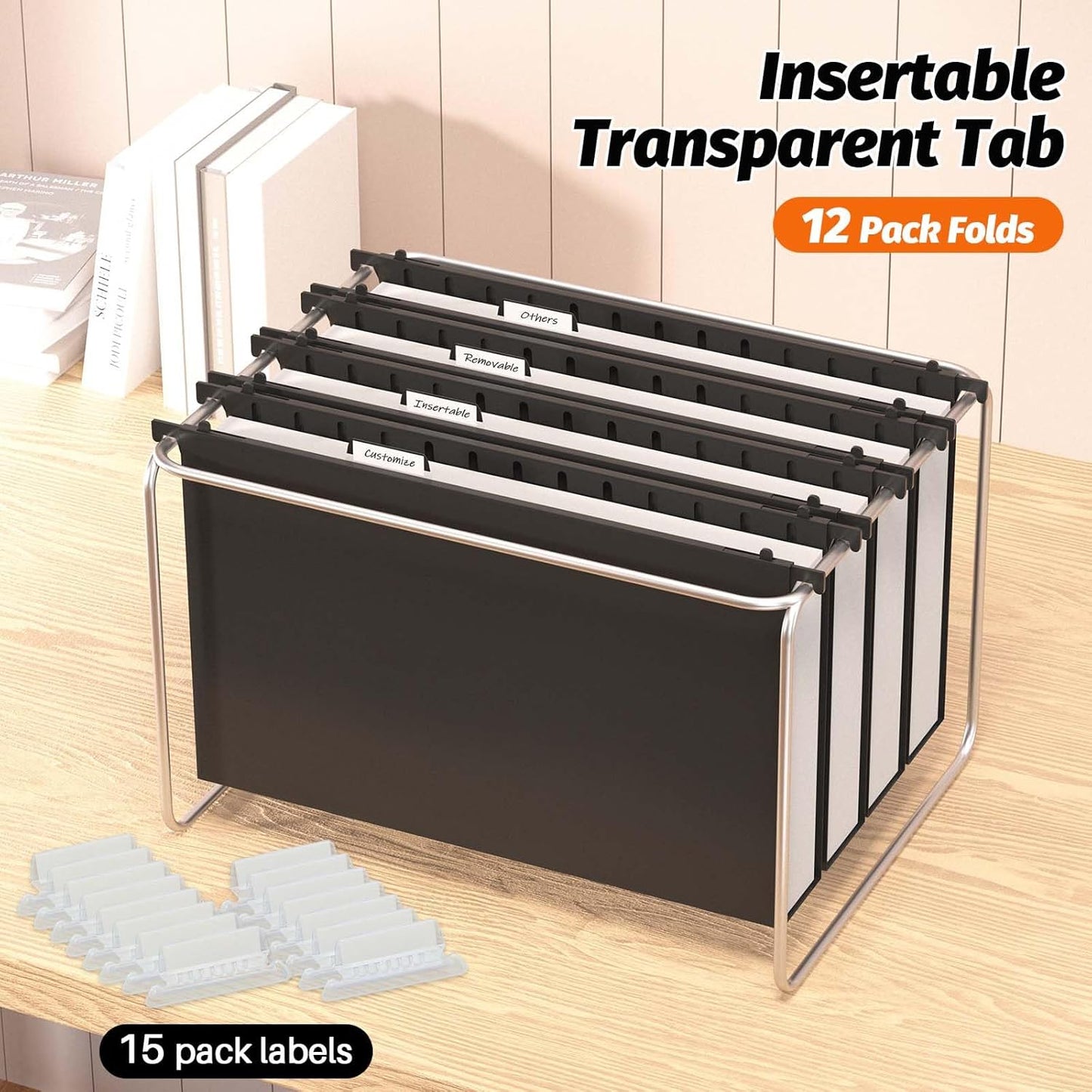 Extra Capacity Legal Size Plastic Hanging File Folders,12 Pack Reinforced Legal Size Hanging Folder with Heavy Duty 2 Inch Expansion,Filing Cabinet Folders,for Bulky Files, Medical Charts,Black