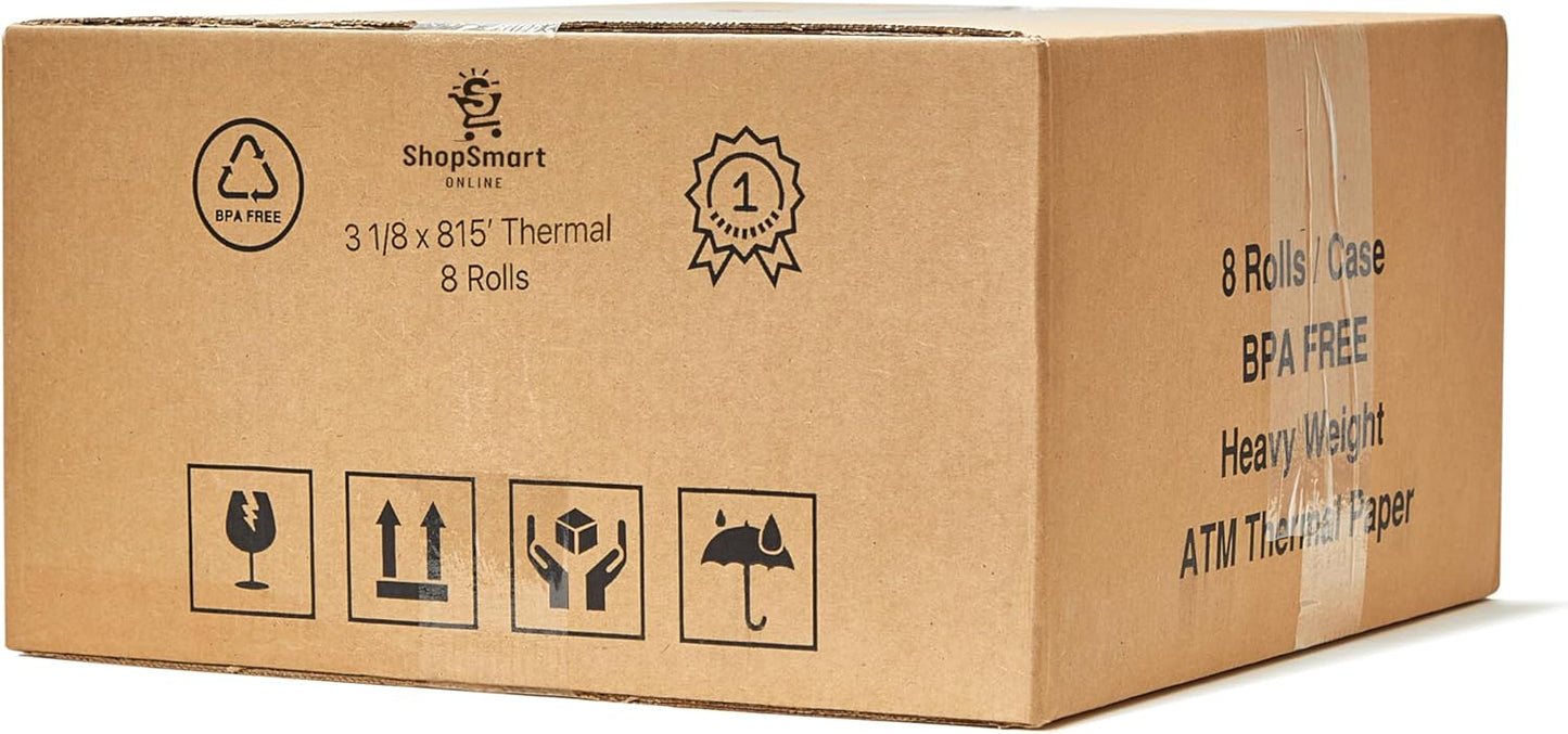 3 1/8" x 815' Heavy Weight ATM Thermal Receipt Paper Rolls Compatible with most Nautilus Hyosung ATM's. (Pack of 8)