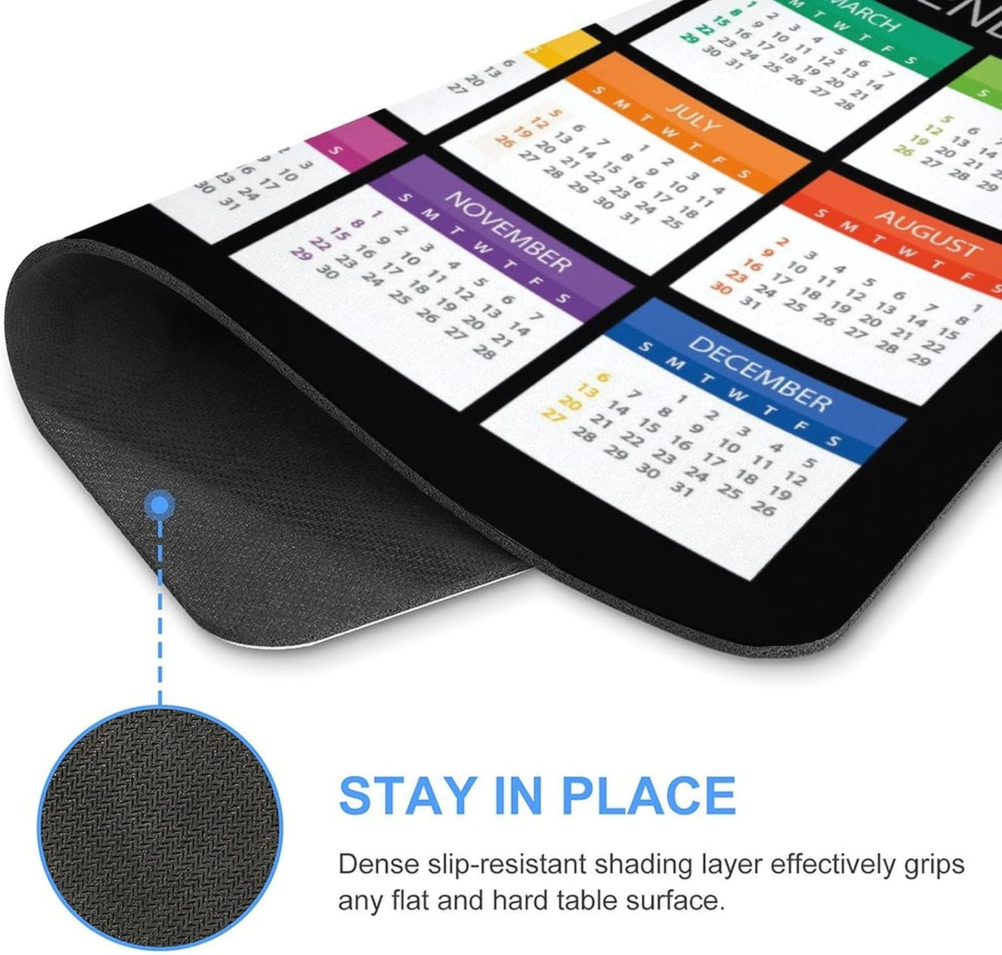 2026 Mouse Pad Calendar,Computer Mouse Pads Calendars Non-Slip Rubber Desk Mat Mousepad Gaming Office Keyboard Mat (9.45x7.87 in)