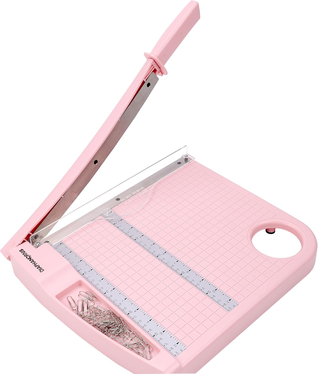 Paper Cutter Trimmer for Office&Crafts, Heavy Duty Guillotine Paper Trimmer with Portable Base Design/Safety Protection and Blade Lock, Paper Cutter 12 Sheets, Cardstock/Laminate (Pink)