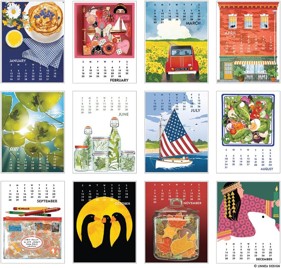 Linnea Design 2025 Poster Calendar 11 x 14" Artwork by Johanna Riley