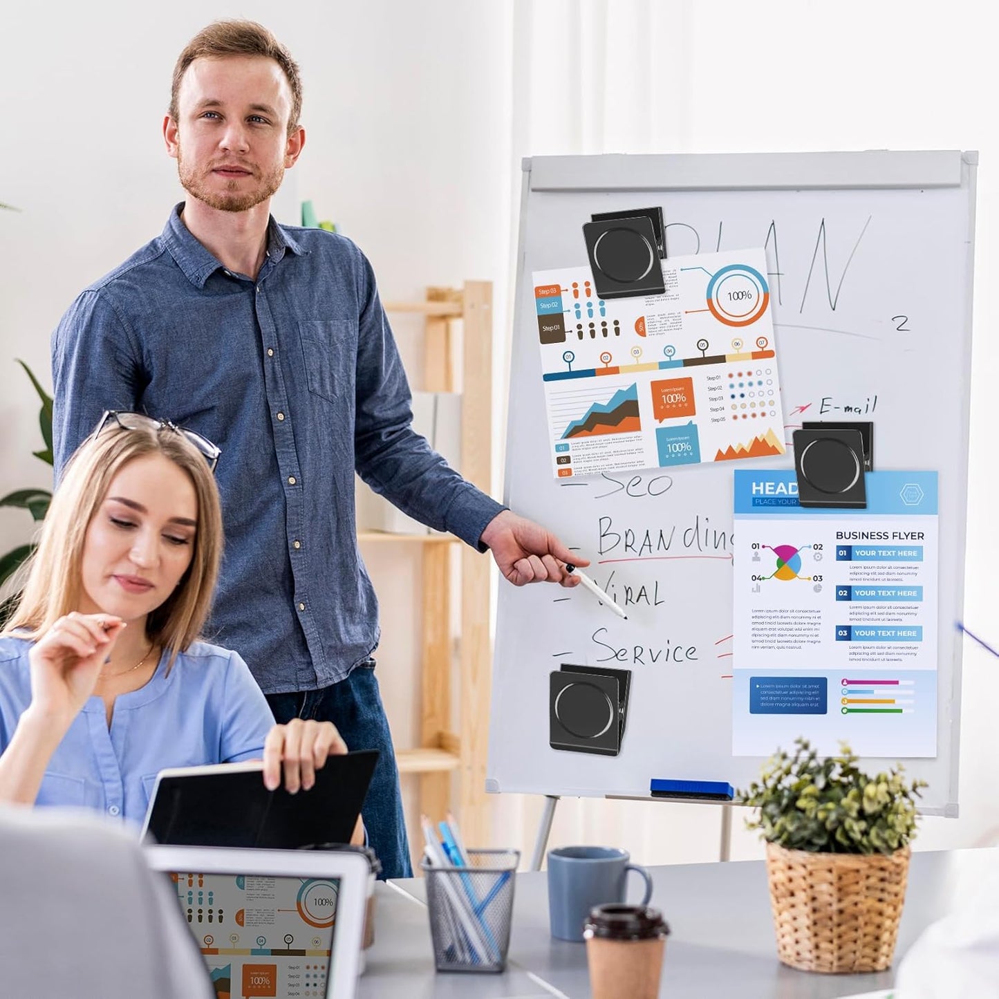 FINDMAG Extra Large Heavy Duty Magnetic Clips - 2.2 Inch, Lock Accessories, School Supplies, Strong for Classroom, Refrigerator, Whiteboard, Office (Black, 4 Pack)