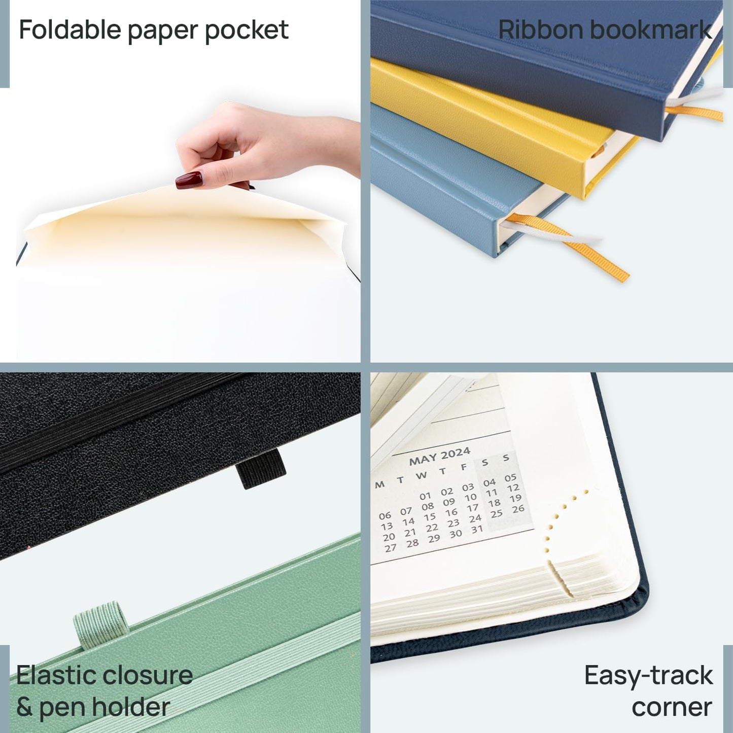 POPRUN 2026 Planner (Medium Size 8.5''x 6.5'' Hardcover) - Daily Weekly and Monthly Calendar Agenda 2026 Appointment Book with Hourly Time Slots, Monthly Tabs, 100 GSM - Navy Blue