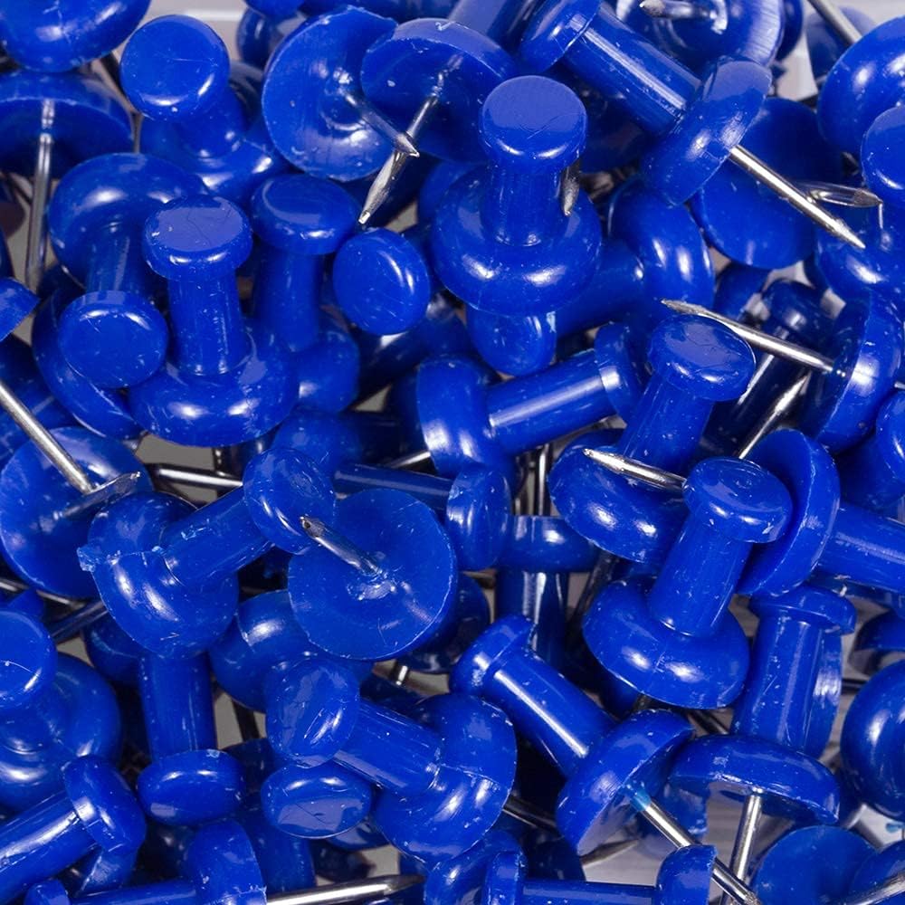 JAM PAPER Colorful Push Pins - Blue Pushpins - 100/Pack