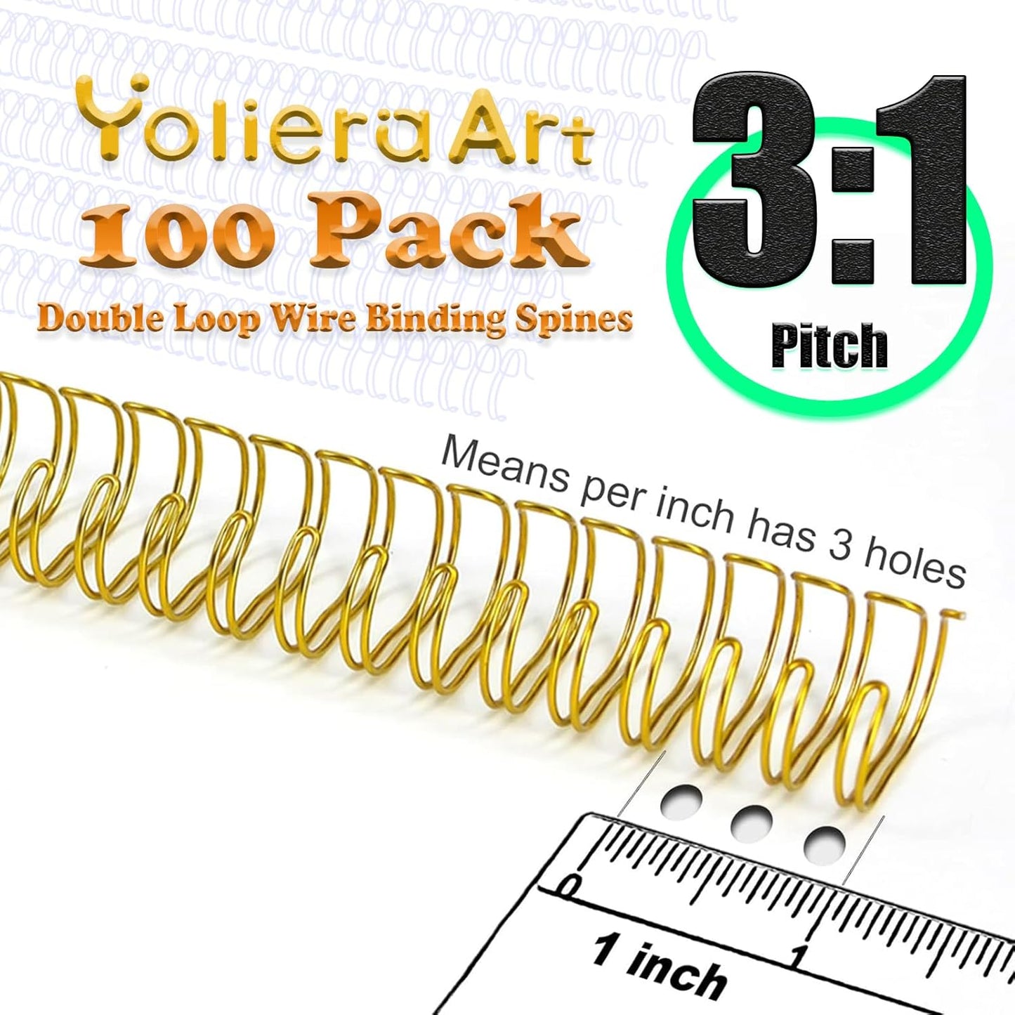 100 Pack Double Loop Wire Binding Spines, YolieraArt Wire Binding Spines, 7/16 Inch Binding Wire for Letter Size (80 Sheet Capacity, 100P, 3:1 Pitch, Blue)